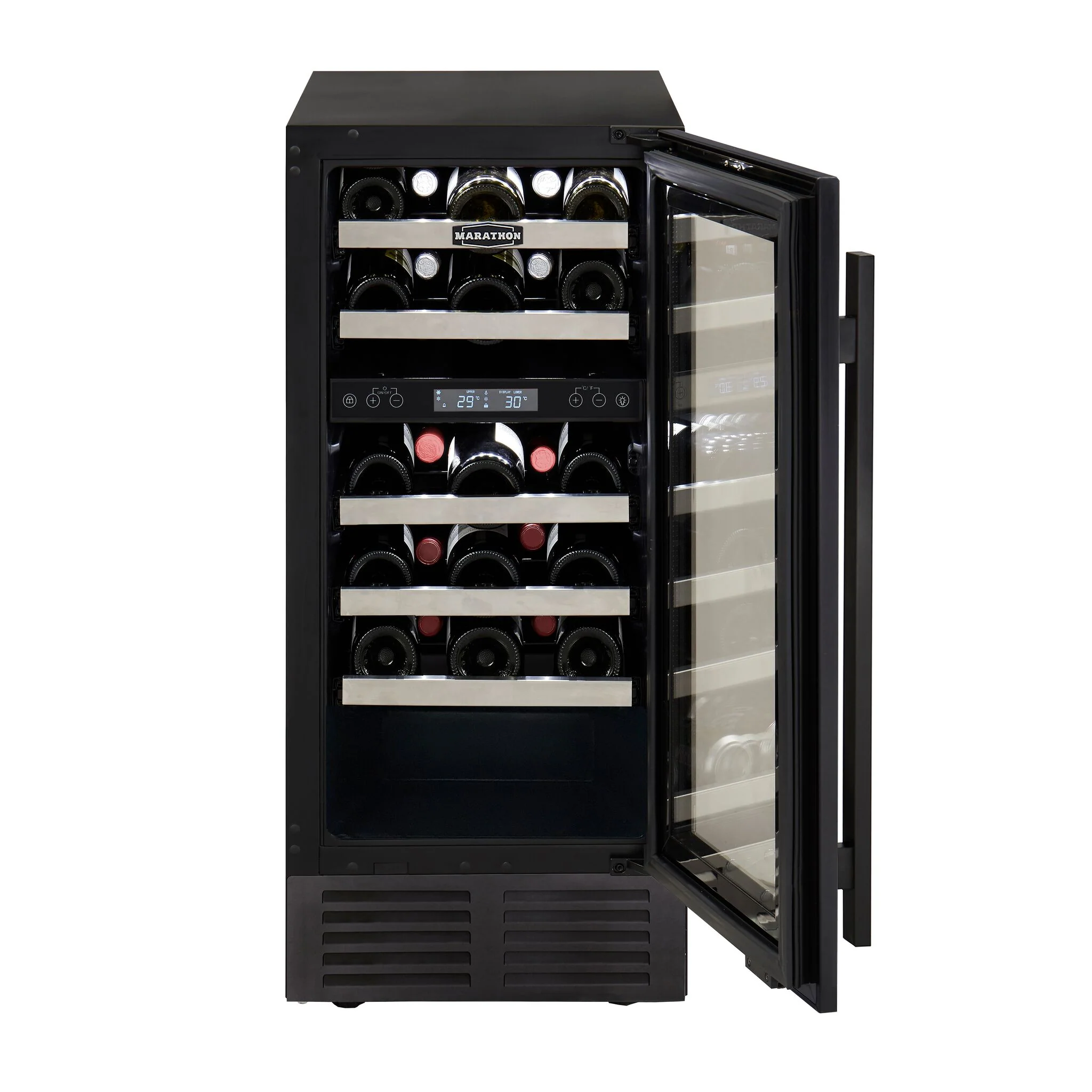 Marathon Black Steel Dual Zone Wine Cooler - MWC28-DBLS - Image 5