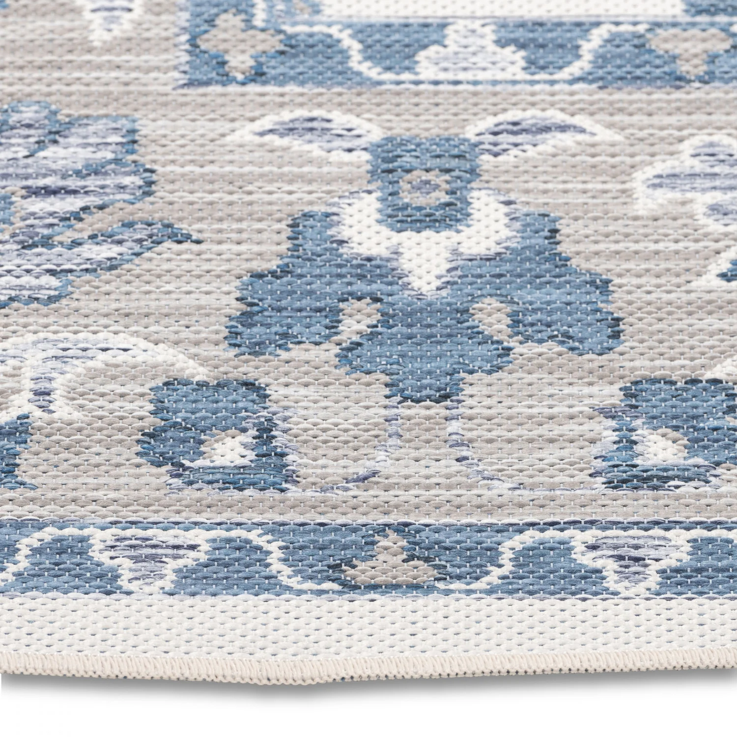Marbella Traditional Outdoor Rug - 5' x 7' - Blue - Image 3