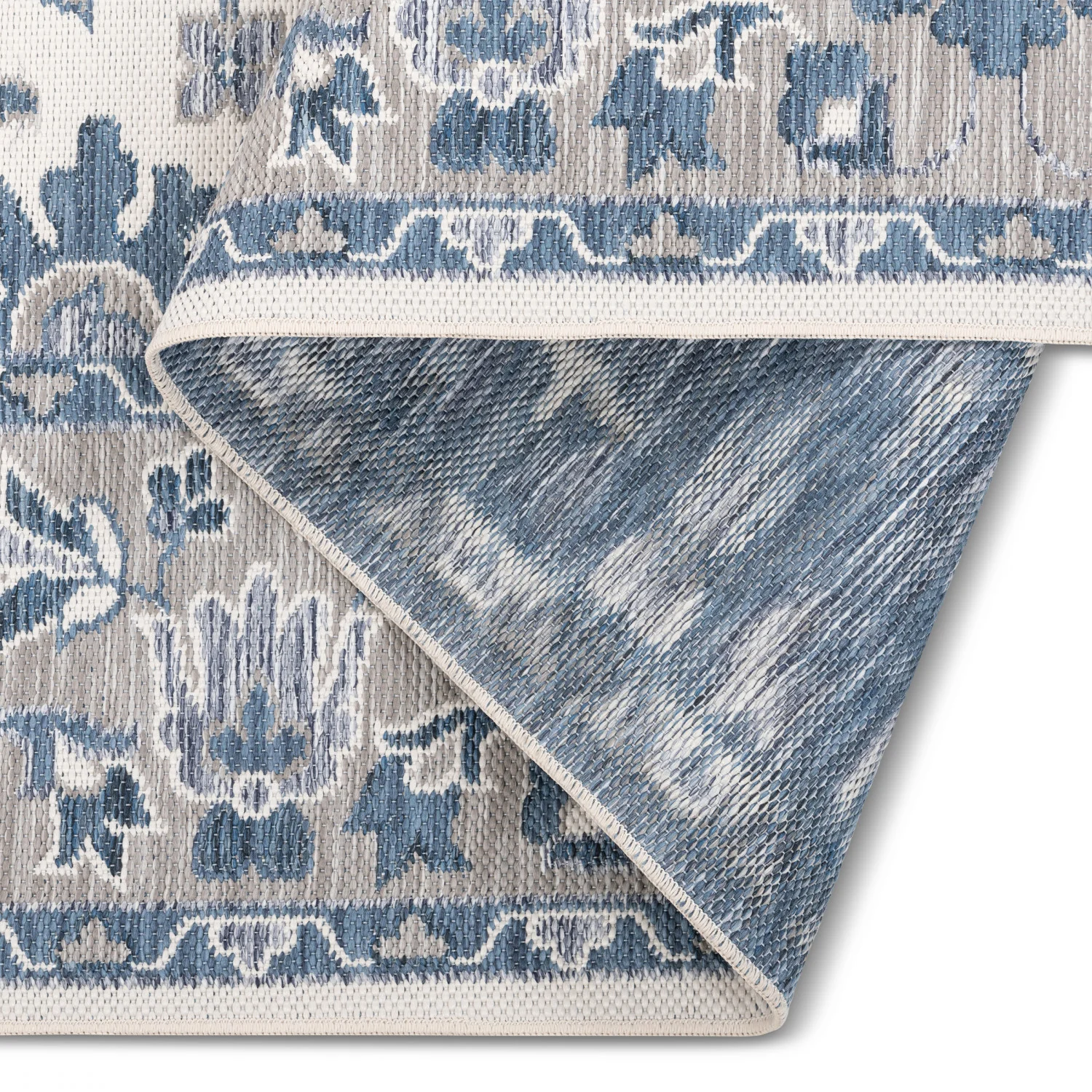 Marbella Traditional Outdoor Rug - 6' x 9' - Blue - Image 2