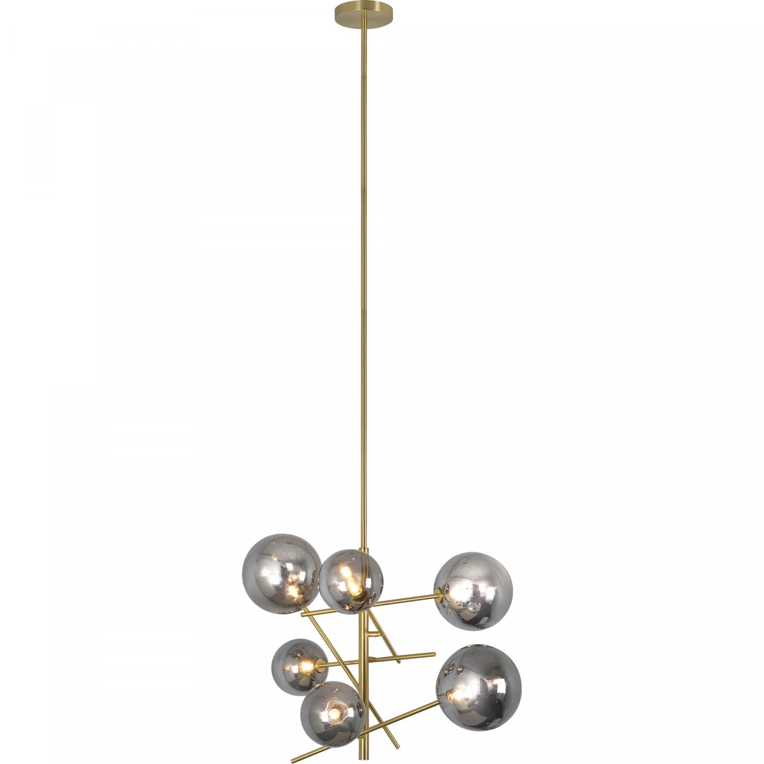 Marjoram Chandelier - Satin Brass/Smokey Grey