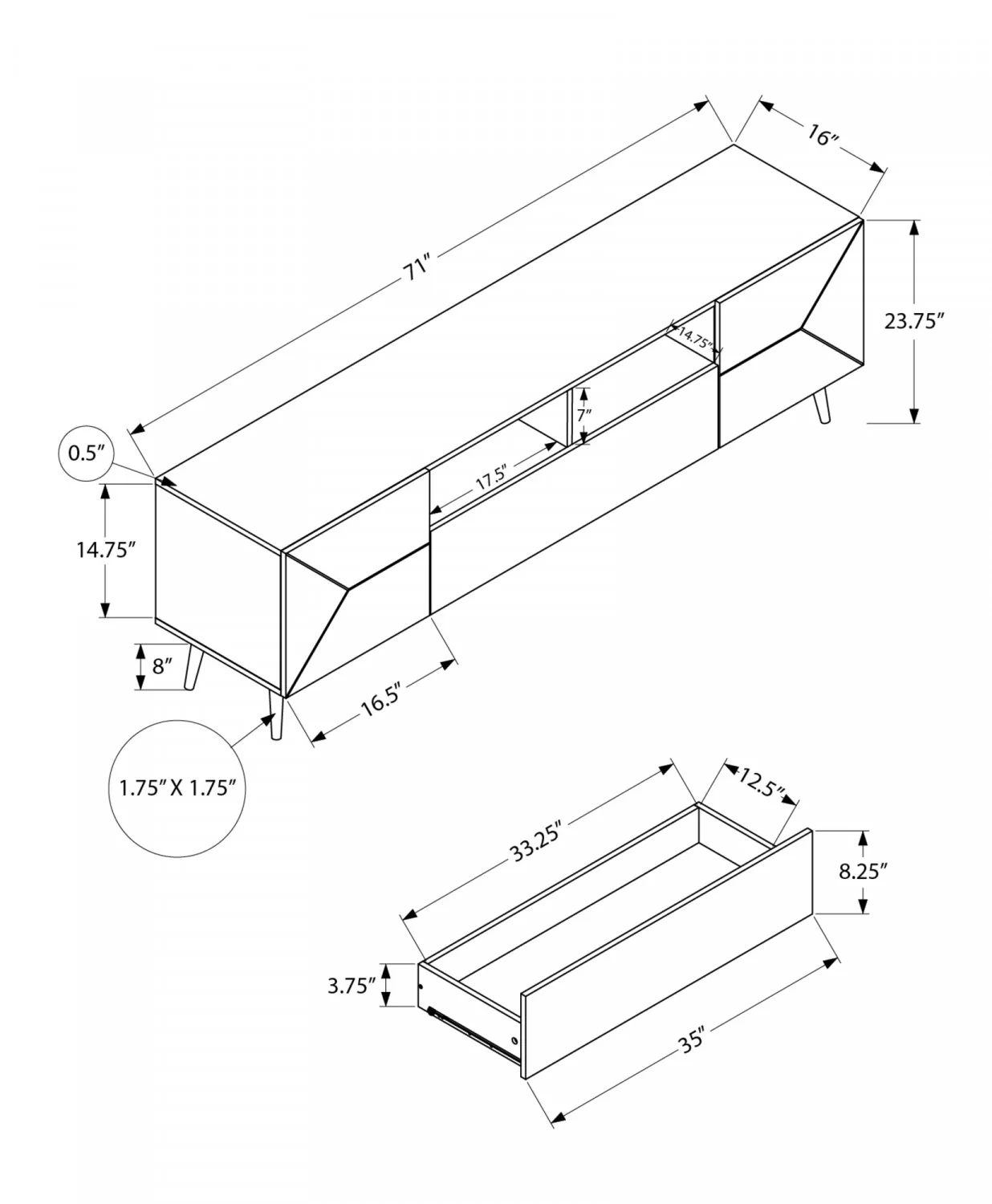 Marley 71" TV Stand - Walnut - Image 3