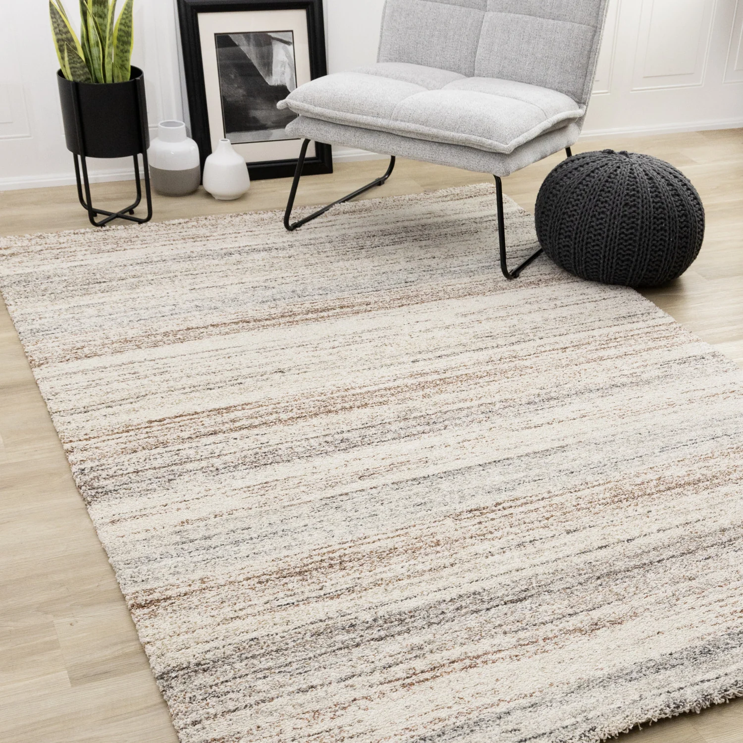 Marquee Soft Contemporary Area Rug - 8' X 11' - Cream/Rust - Image 2