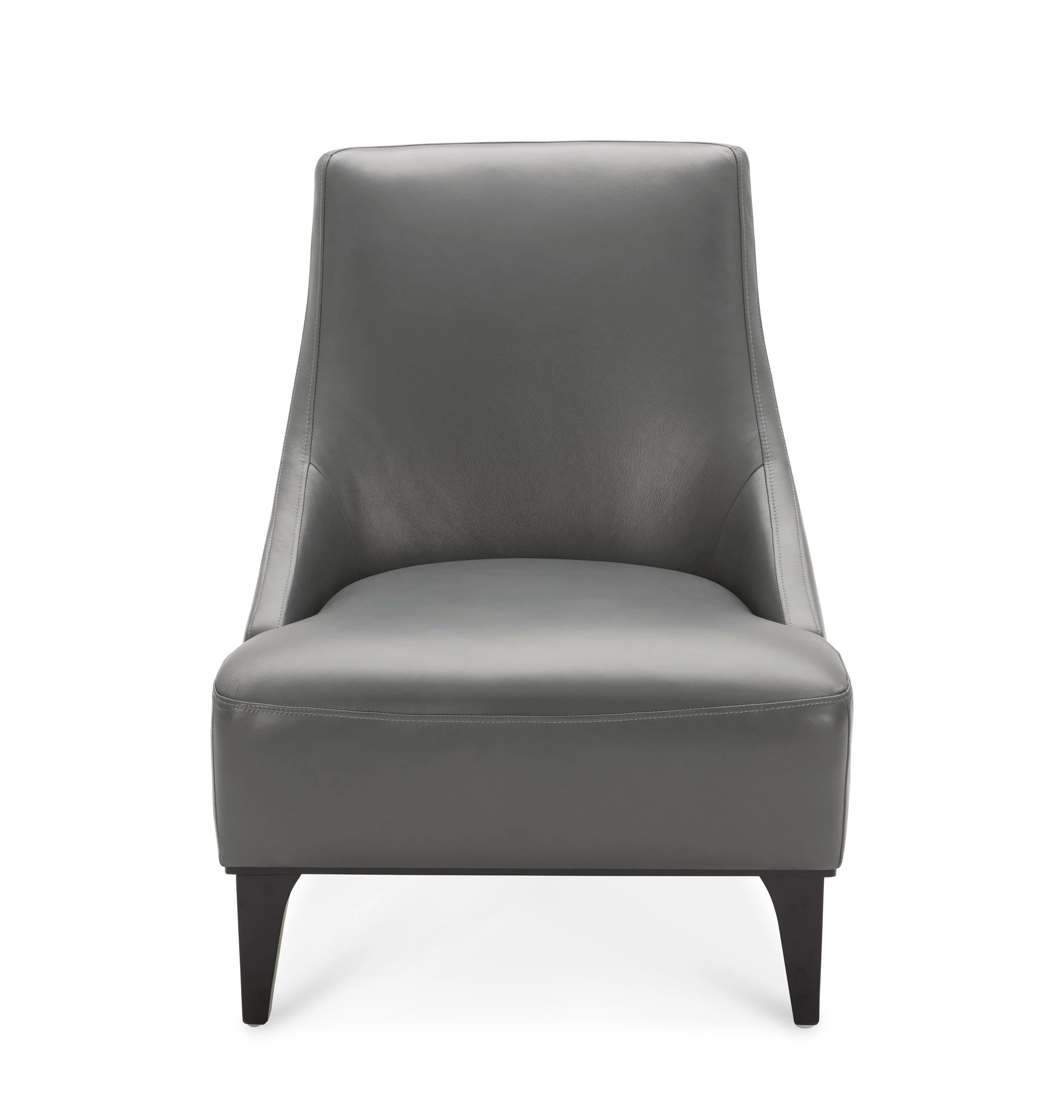 Marquise Leather Slipper Chair - Light Grey - Image 2