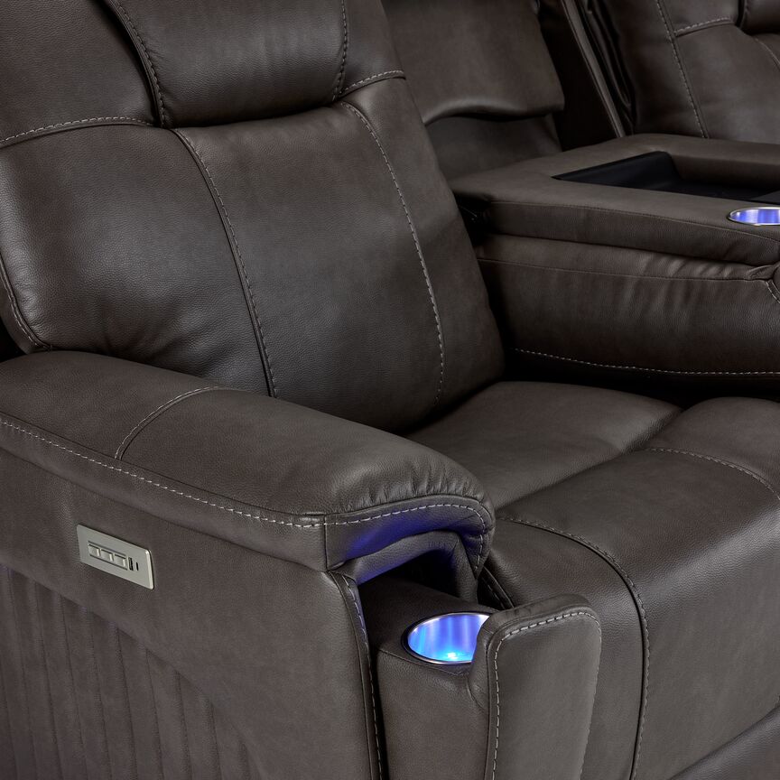 Matrix Triple Power Reclining Loveseat with Console - Smoke - Image 9