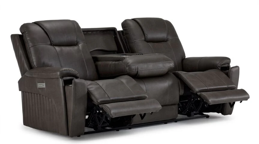 Matrix Triple Power Reclining Sofa with Multimedia System, Heat and Air Massage - Smoke - Image 3