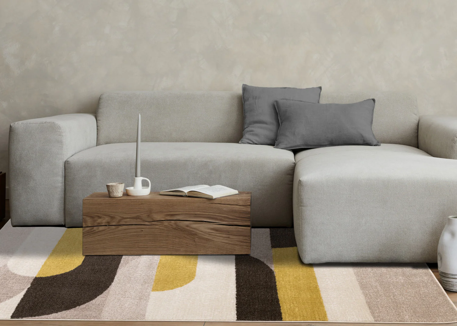Maui Contemporary Geometric Area Rug - 8' X 11' - Cream/Yellow - Image 3