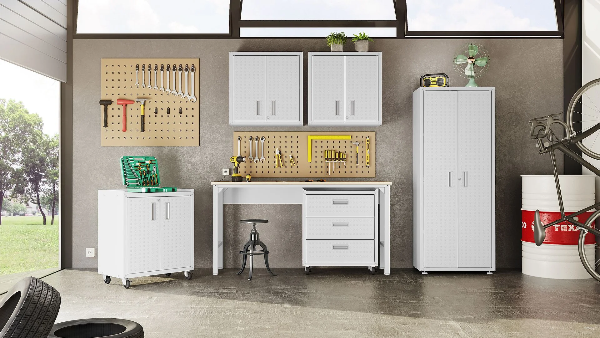 Maximus Floating Garage Cabinet - White - Image 9