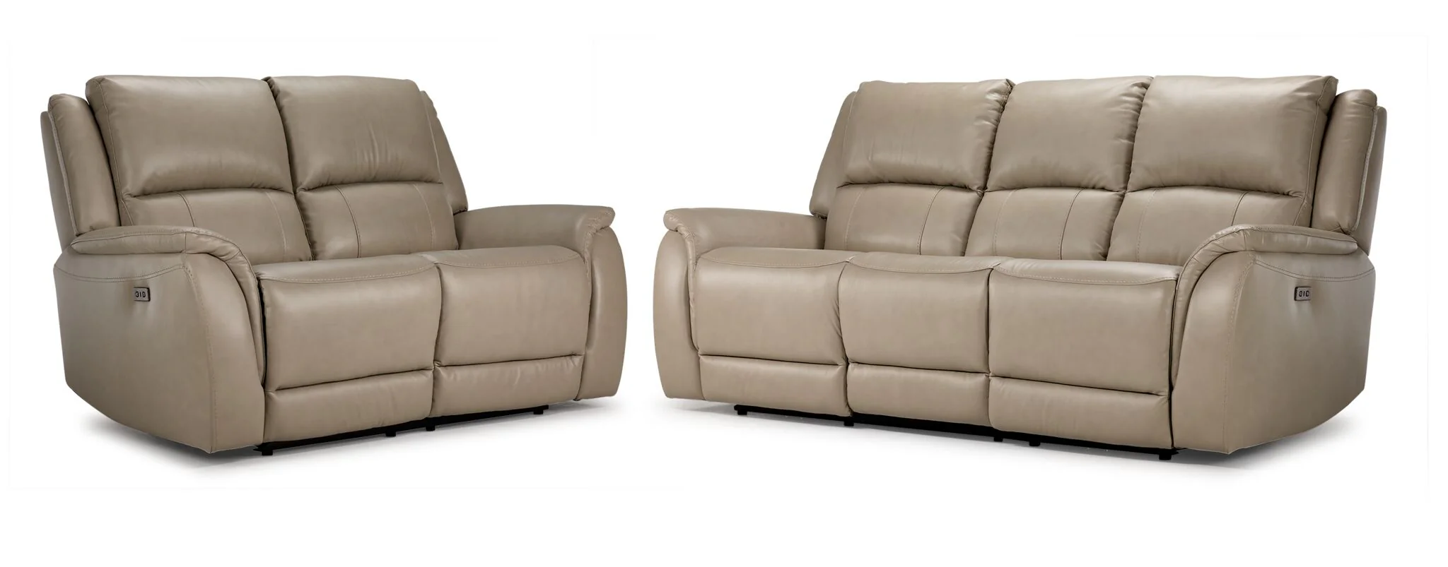 Maxton Leather Power Reclining Sofa and Loveseat Set - Taupe
