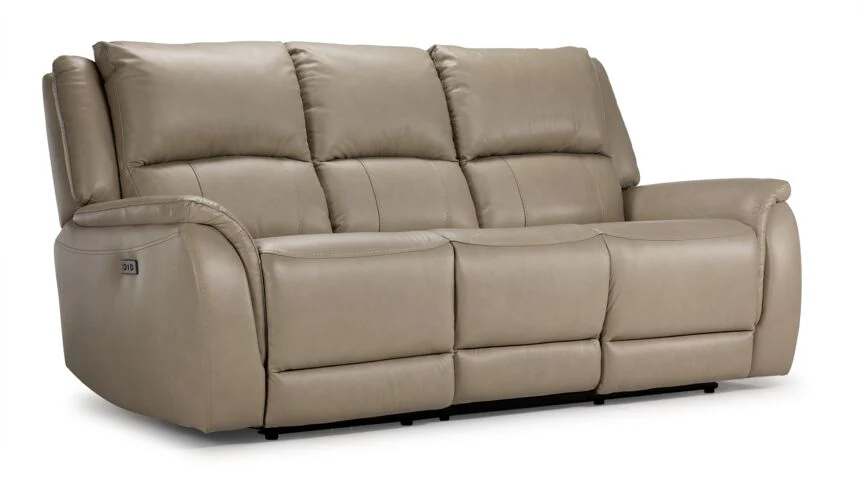Maxton Leather Power Reclining Sofa, Loveseat and Chair Set - Taupe - Image 4