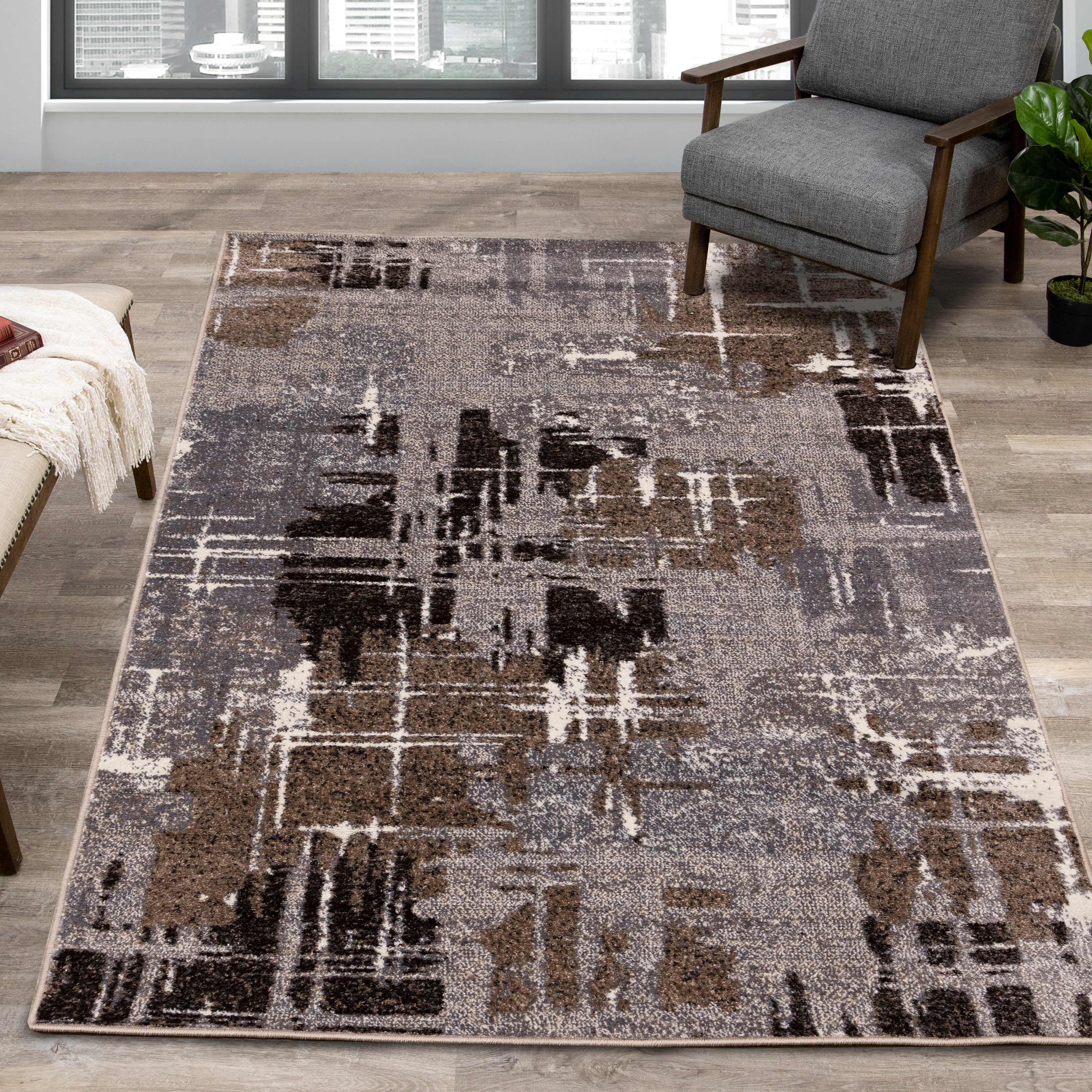 Maya 5'3" x 7'7" Area Rug - Greyish Brown - Image 2
