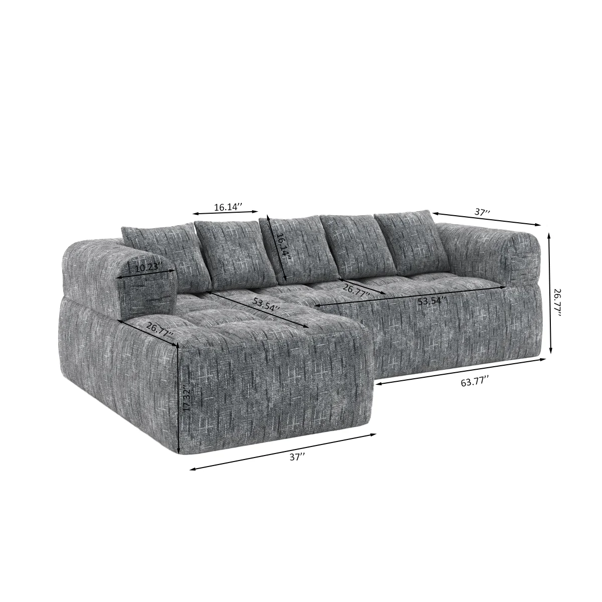Maya All Foam Sectional - Grey - Image 9