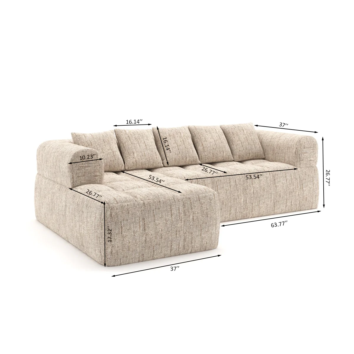Maya All Foam Sectional - Taupe - Image 9
