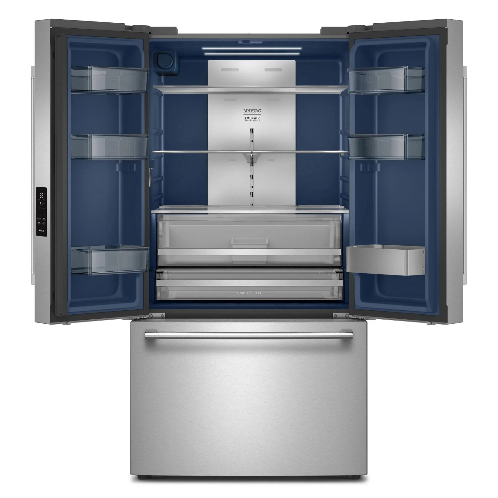 Maytag 36" 31.0 Cu. Ft. Fingerprint-Resistant Stainless Steel French Door Bottom Mount Refrigerator with Ice and Water – MRFF4336TZ - Image 3