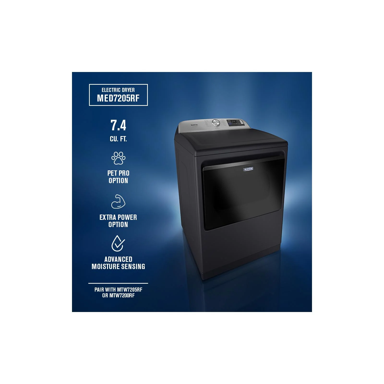 Maytag Midnight Steel Smart Steam Electric Dryer (7.4 Cu. Ft.) with Pet Pro System - YMED7205RF - Image 9