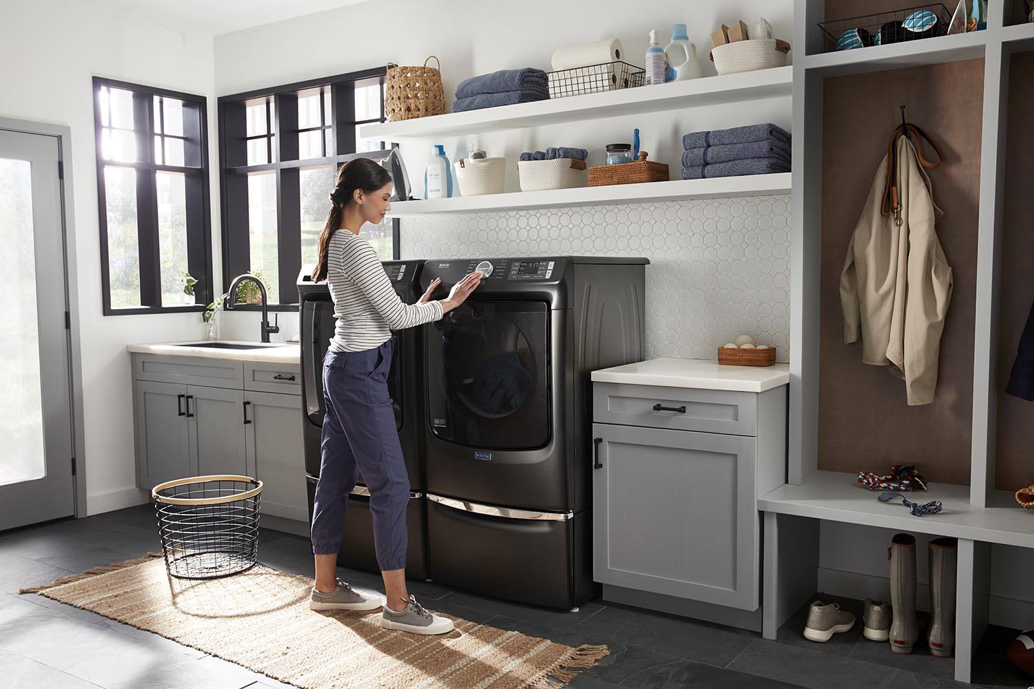Maytag Volcano Black Front-Load Washer (5.5 cu.ft.) & Electric Dryer (7.3 cu. ft.) - MHW6630MBK/YMED6630MBK - Image 5
