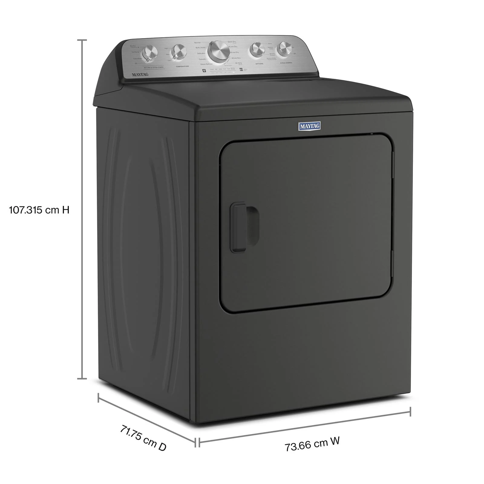 Maytag Volcano Black Steam Gas Dryer (7.0 Cu. Ft.) with Extra Power and Pet Pro Option - MGD5605RU - Image 2