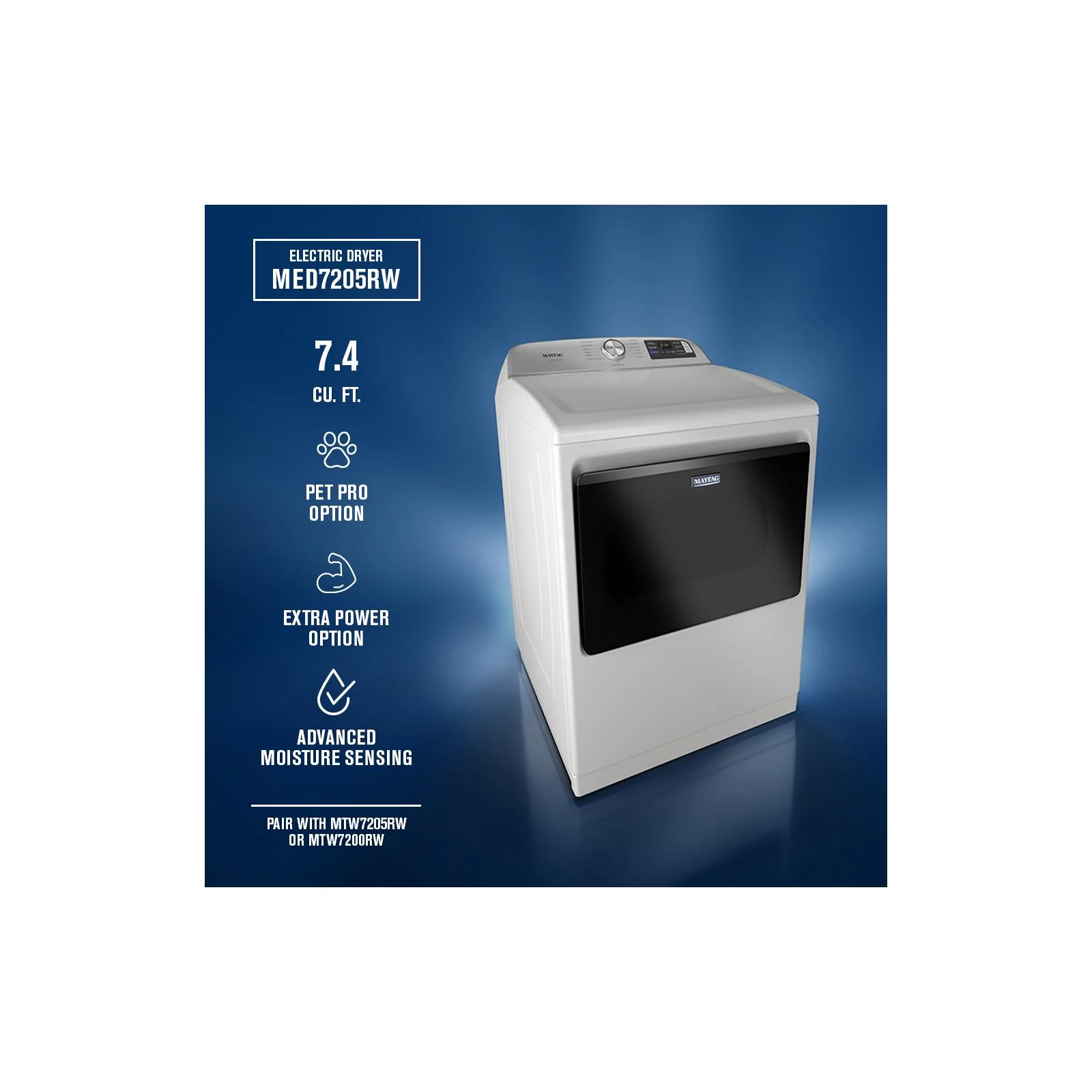 Maytag White Smart Electric Dryer (7.4 Cu. Ft.) with Pet Pro System - YMED7205RW - Image 9