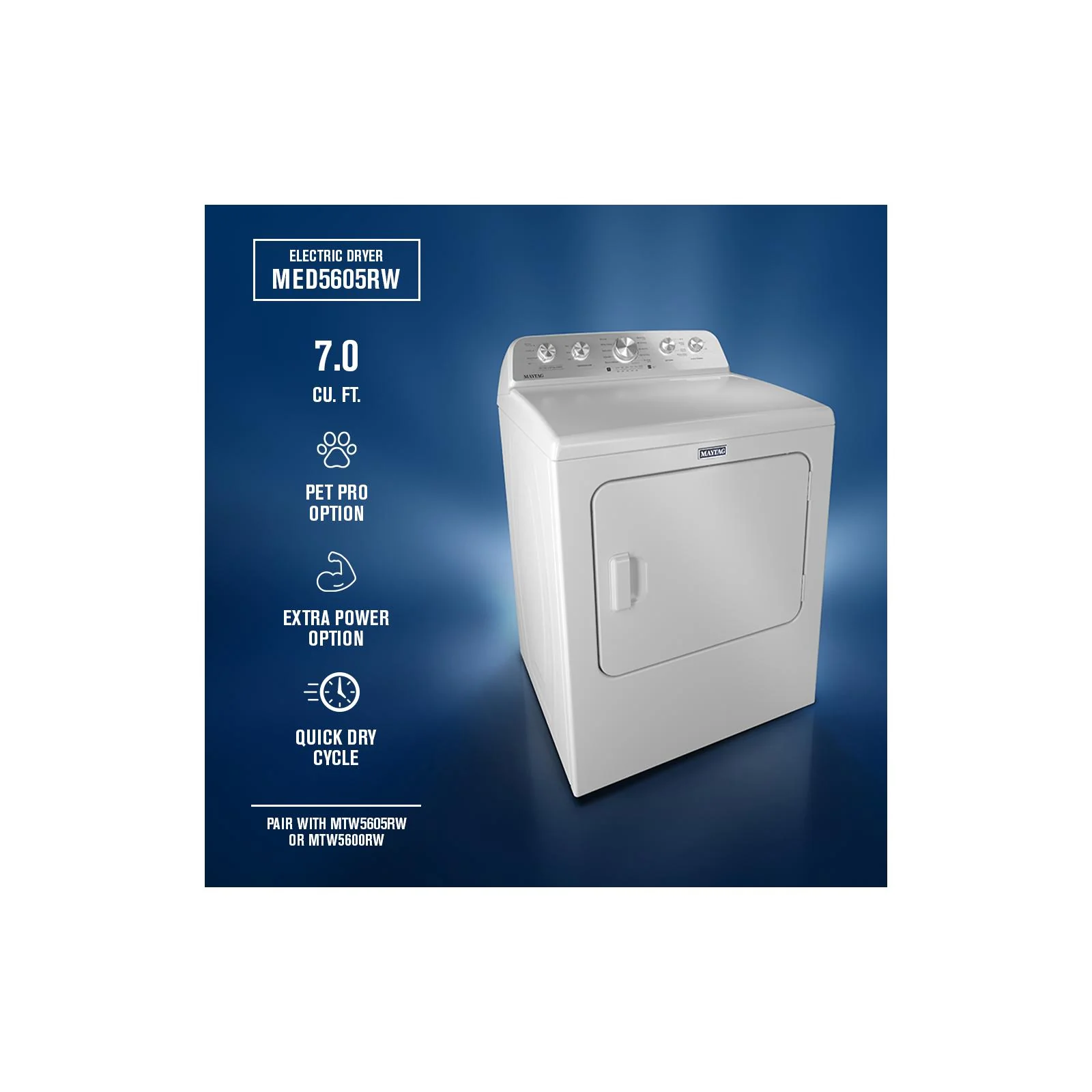 Maytag White Steam Electric Dryer (7.0 Cu. Ft.) with Pet Pro Option - YMED5605RW - Image 12