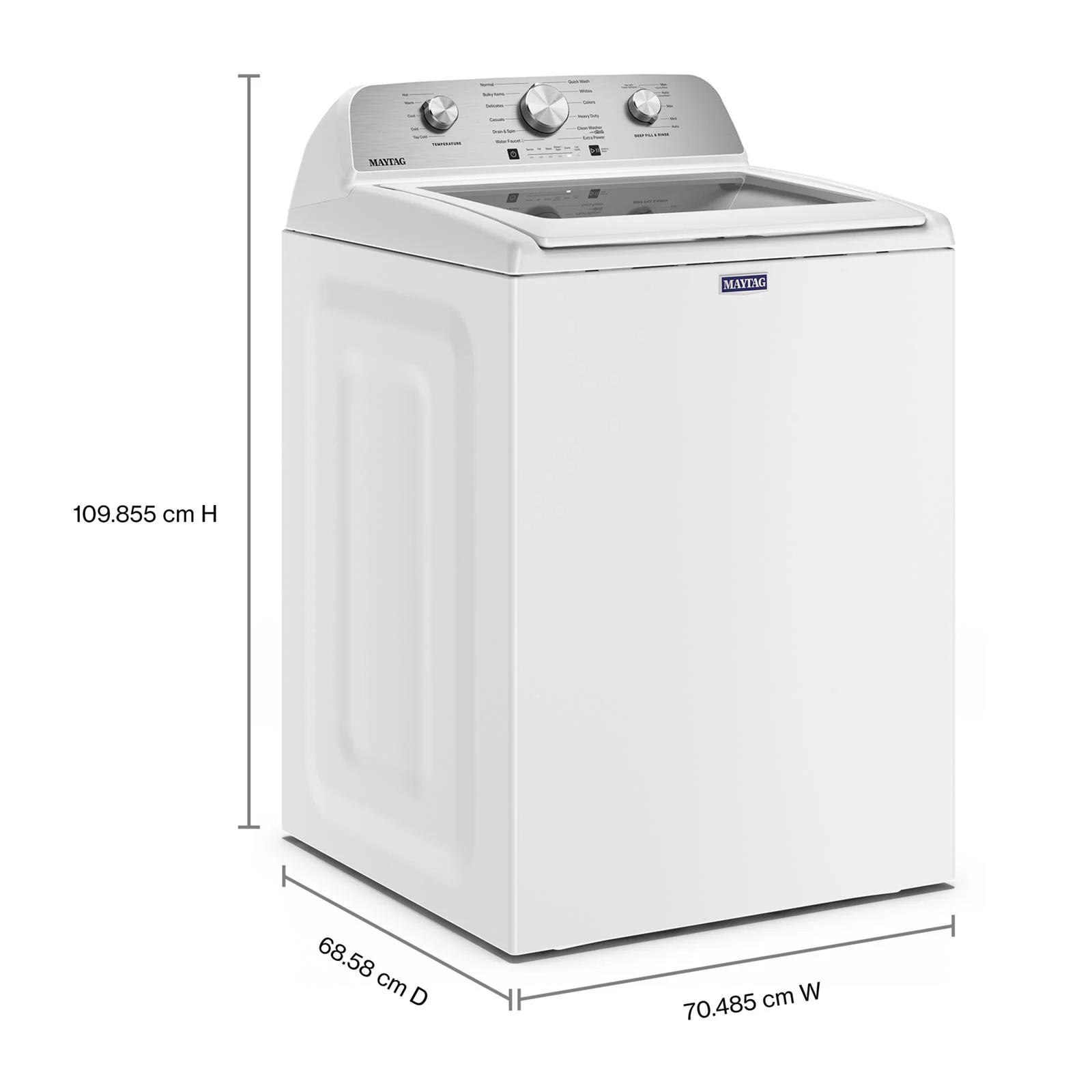 Maytag White Top Load Agitator Washer (5.4 Cu. Ft. IEC) with Extra Power Cycle - MTW5205TW - Image 2