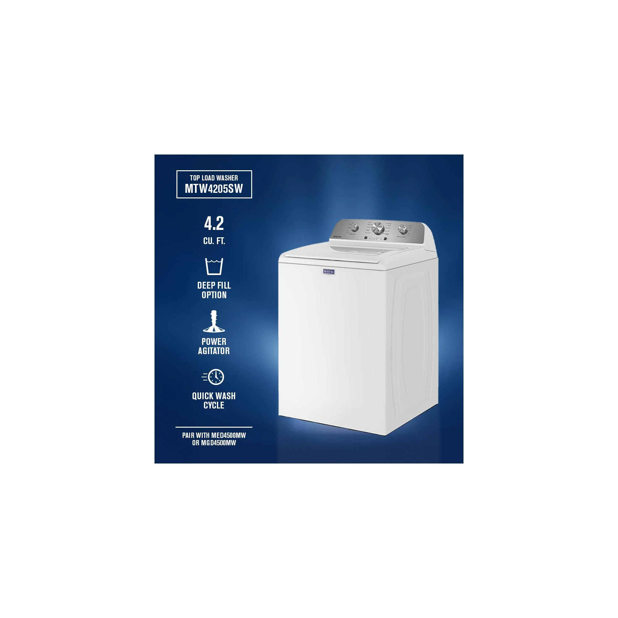 Maytag White Top Load Washer (4.8 Cu. Ft. IEC) with Deep Fill Option - MTW4205SW - Image 11