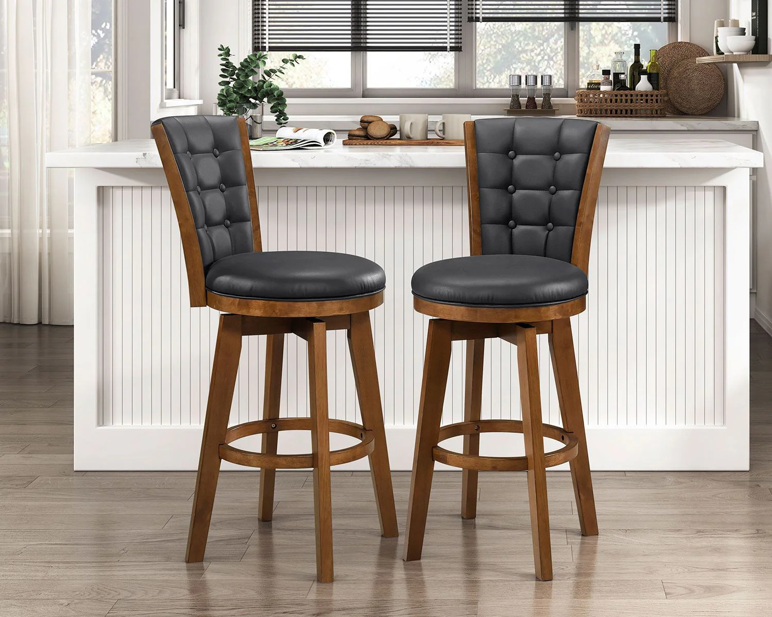 Medford Bar Stool - Black, Brown - Set of Two - Image 2