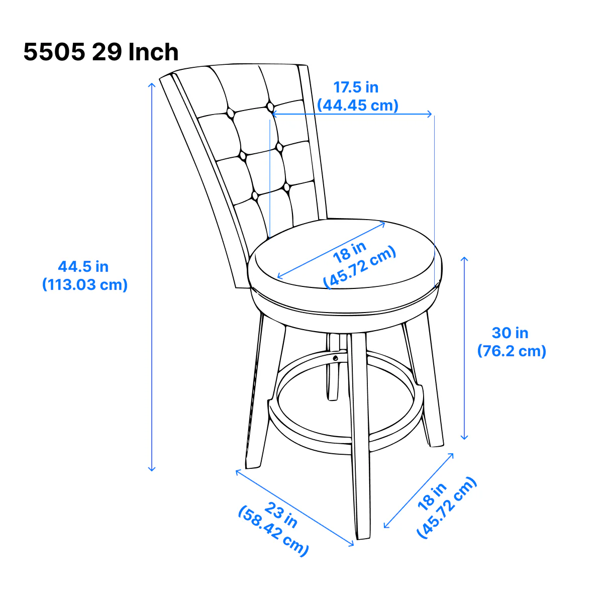 Medford Bar Stool - Black, Brown - Set of Two - Image 7