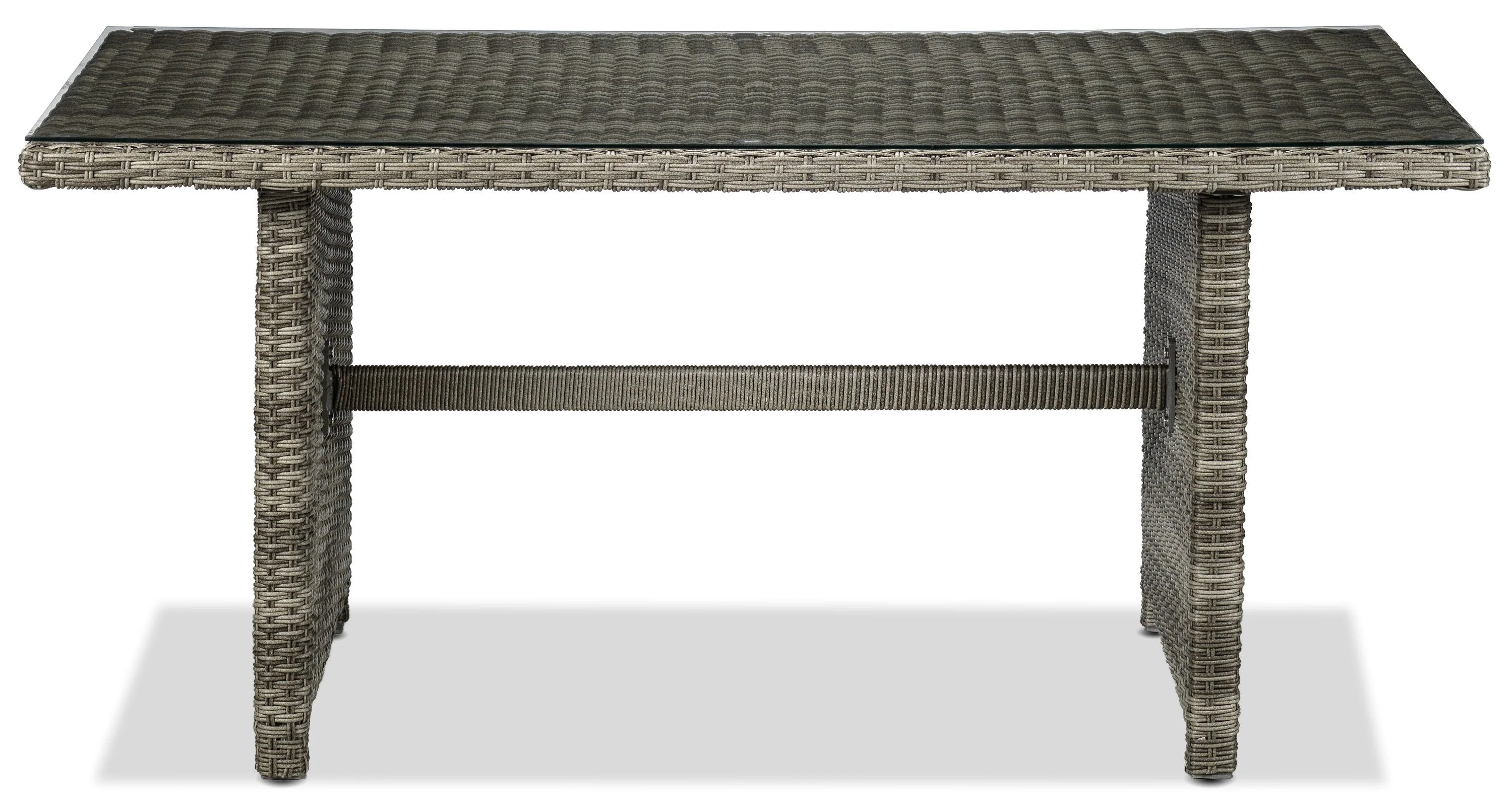 Melville One - Outdoor Banquette Table with Tempered Glass Top - Grey - Image 2