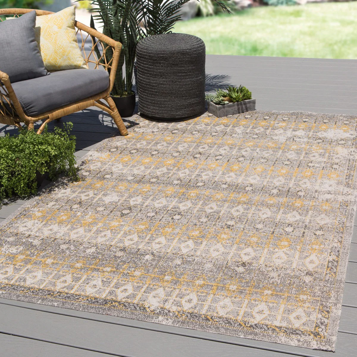 Mikras IV Area Rug - 8'10" X 12' - Light Grey/Yellow - Image 2