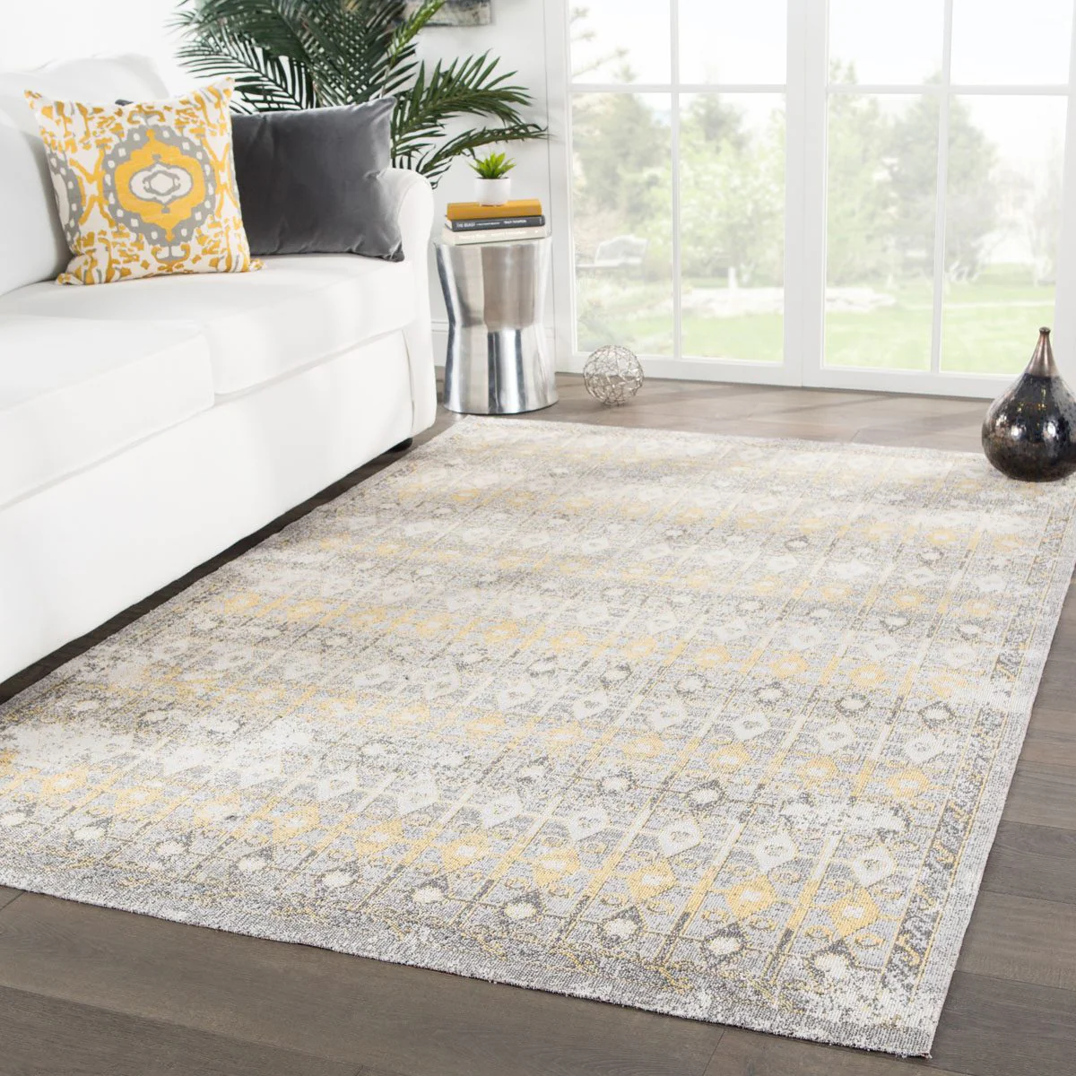 Mikras IV Area Rug - 8'10" X 12' - Light Grey/Yellow - Image 3