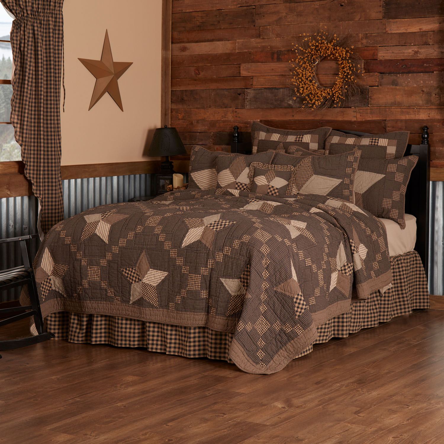 Millard Luxury King Quilt - Charcoal/Dark Tan