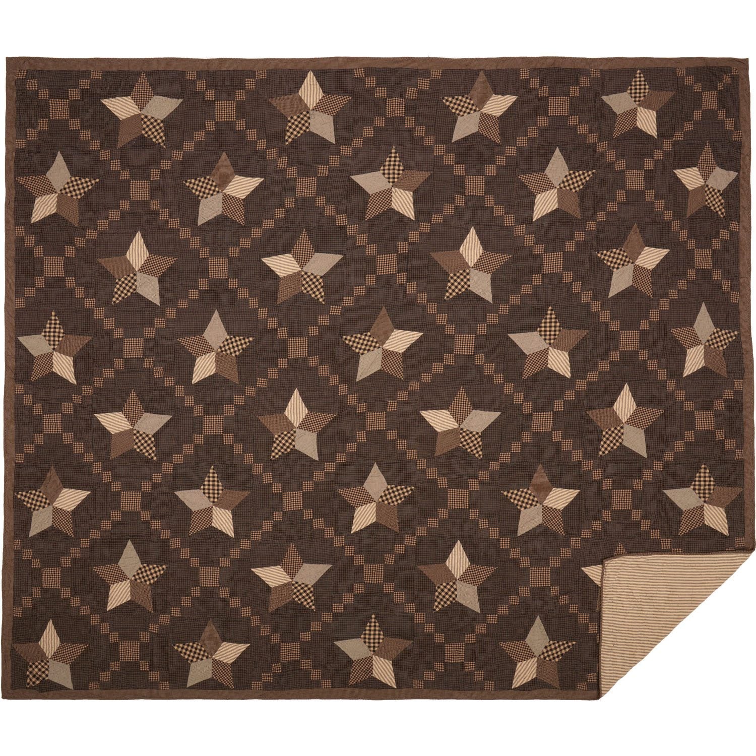 Millard Luxury King Quilt - Charcoal/Dark Tan - Image 2
