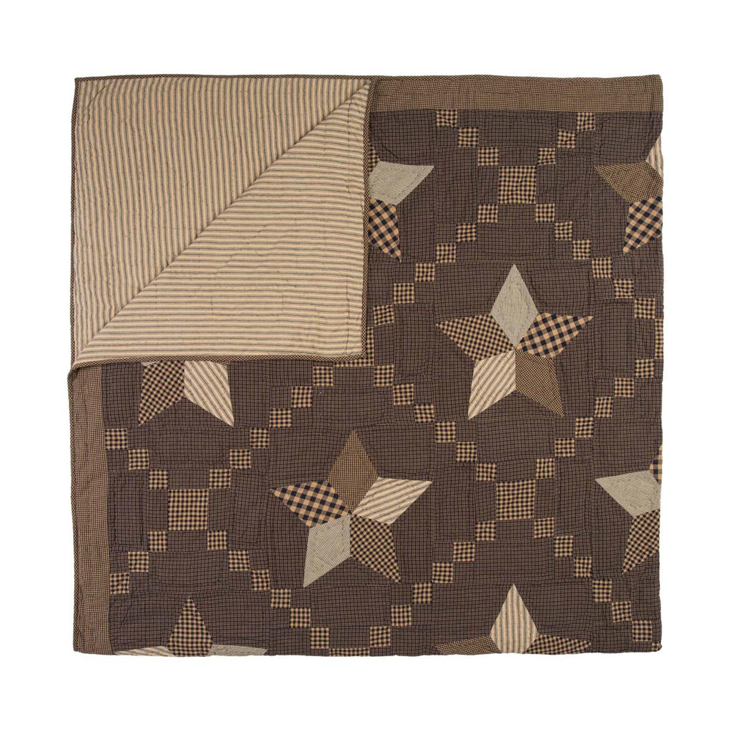 Millard Luxury King Quilt - Charcoal/Dark Tan - Image 3