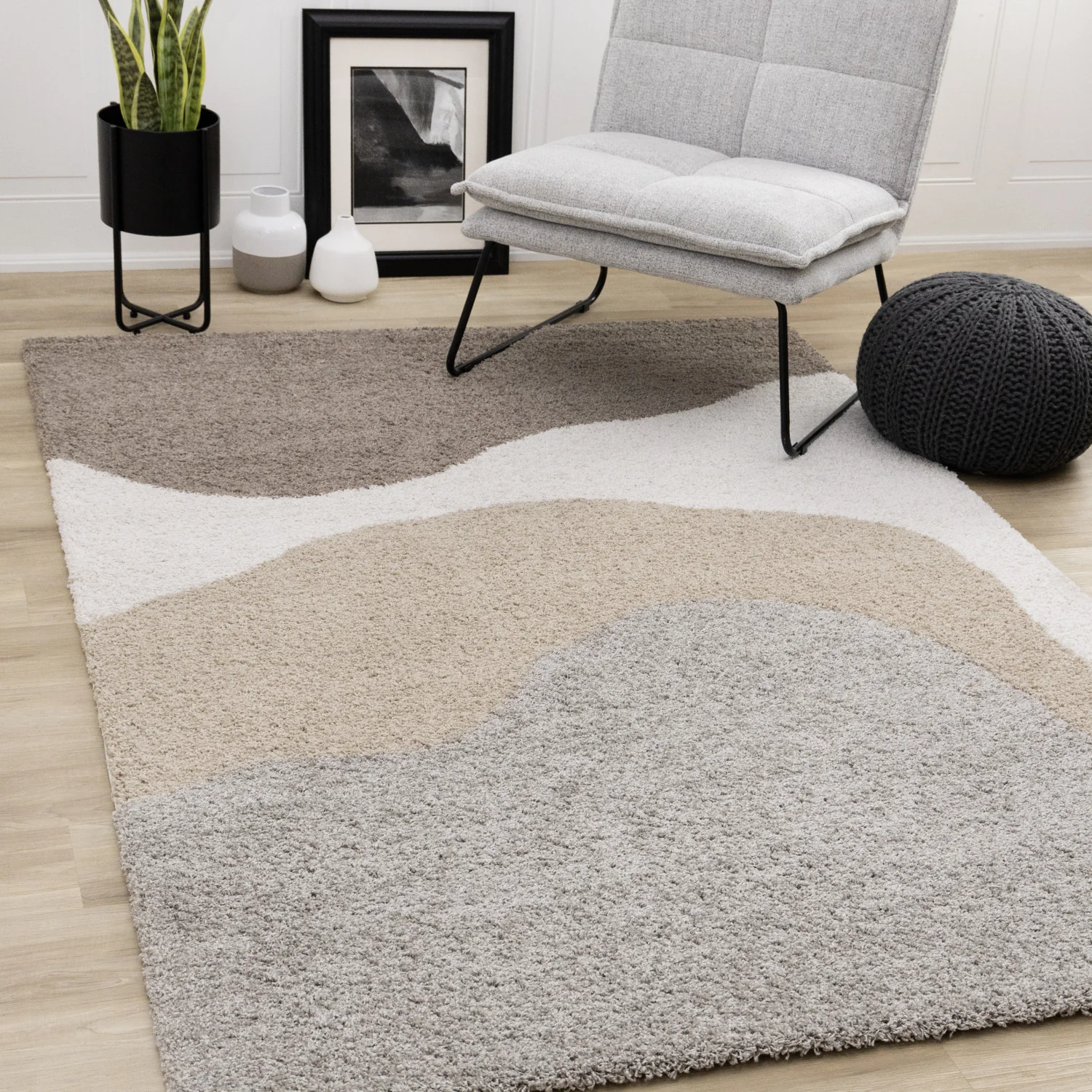 Misha Soft Modern Area Rug - 5' X 8' - Grey/Taupe - Image 2