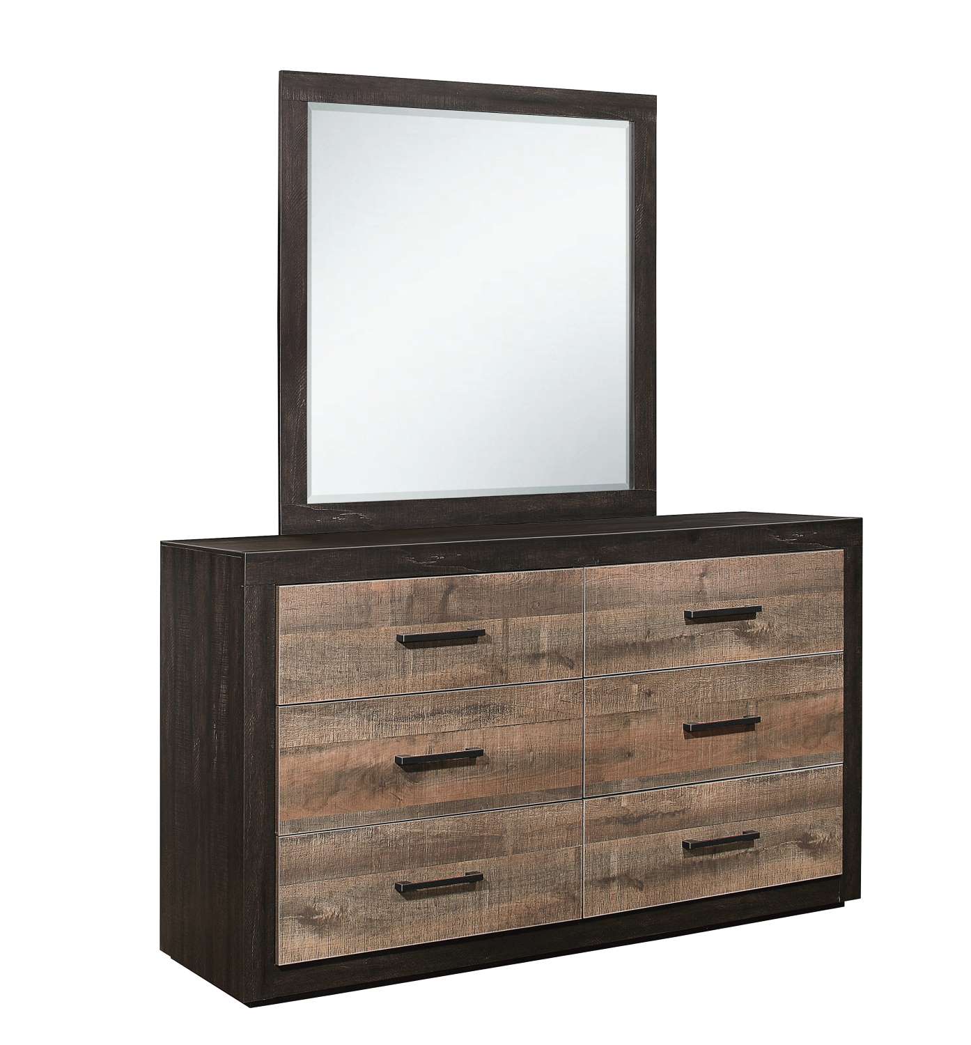 Miter 6 Drawer Dresser - Black, Brown - Image 5