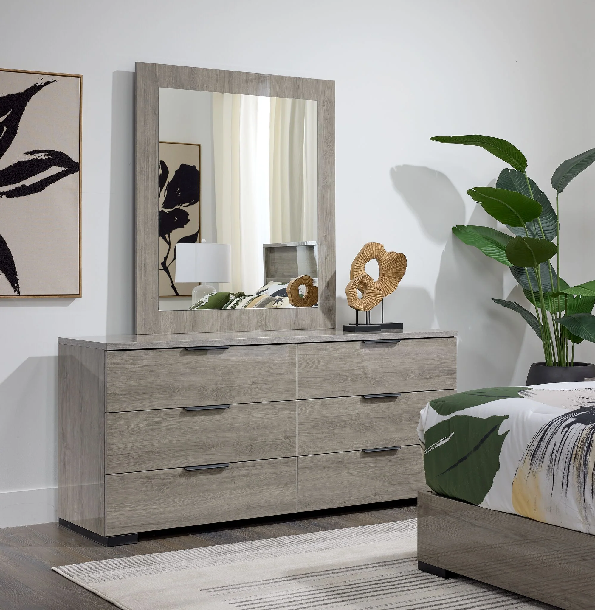 In Full Bloom - Monaco 6-Drawer Dresser - Grey - Image 2