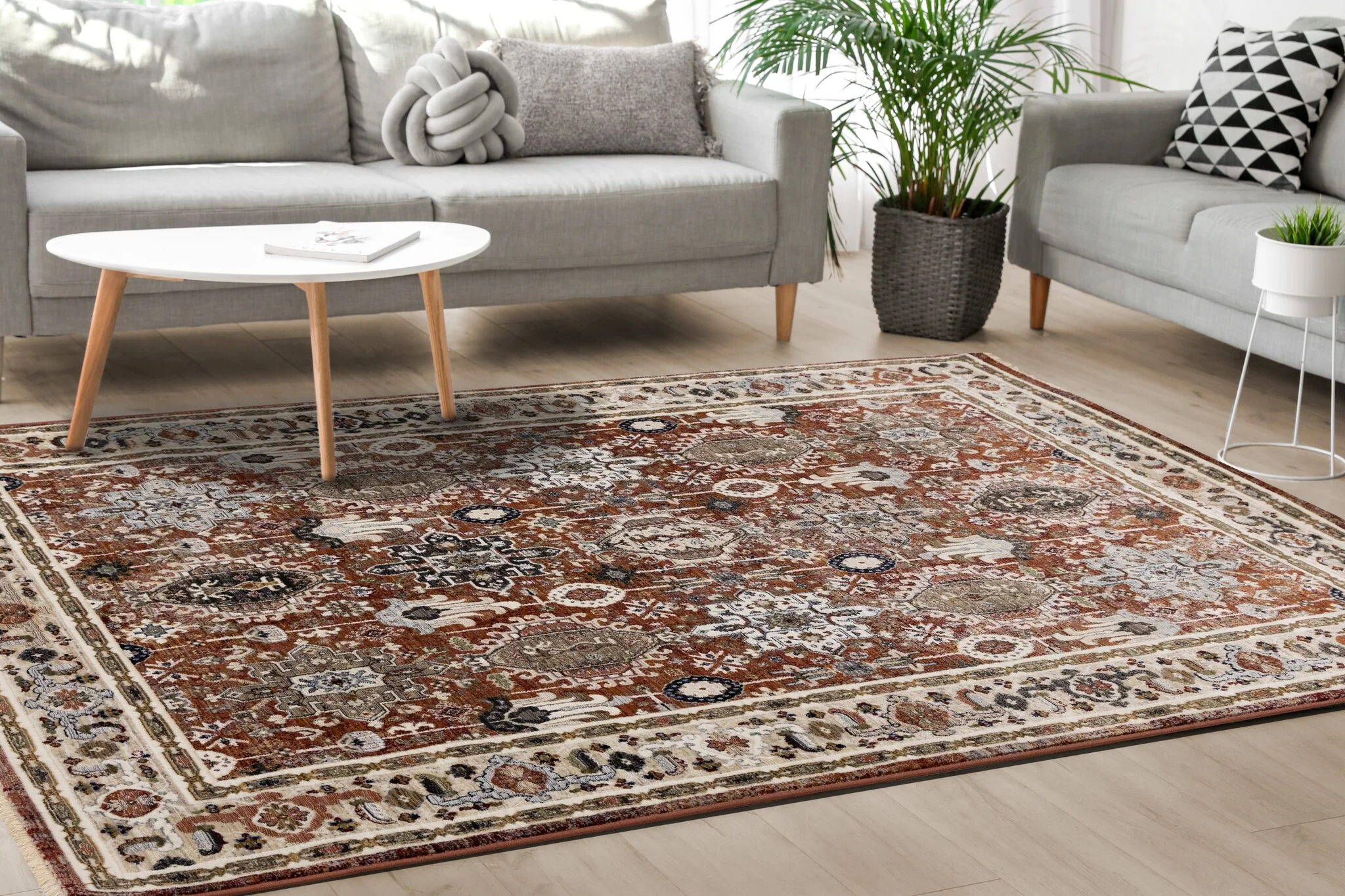 Mosaic 5'3" x 7'10" Tribal Area Rug - Beige - Image 3