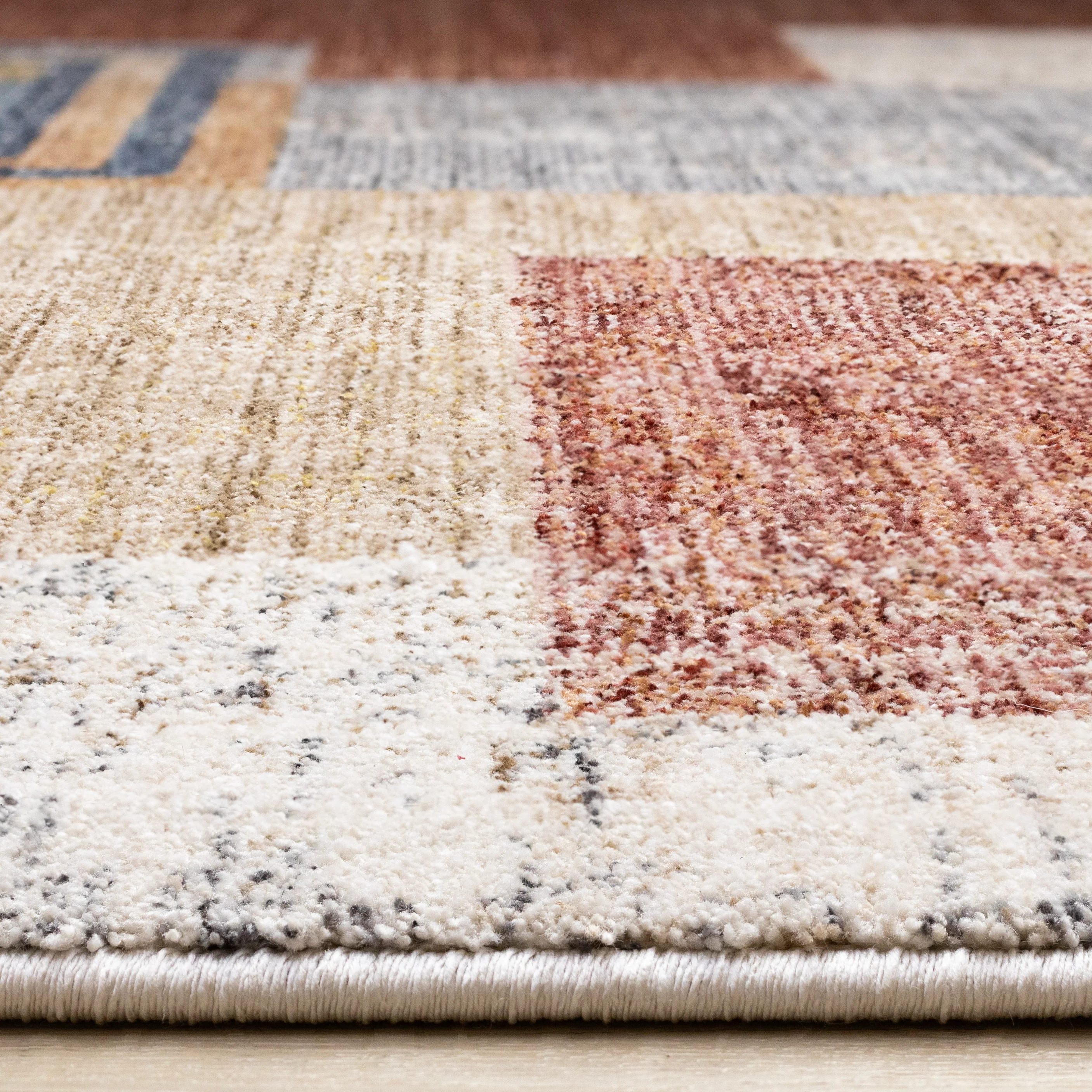 Muse 5'3" x 7'7" Layered Geometric Design Area Rug - Blue, Red, Orange - Image 5