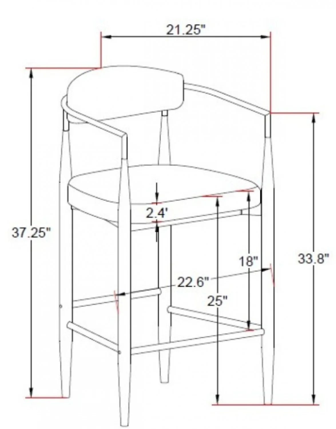 Mykos Bar Stool - Black - Set of Two - Image 4