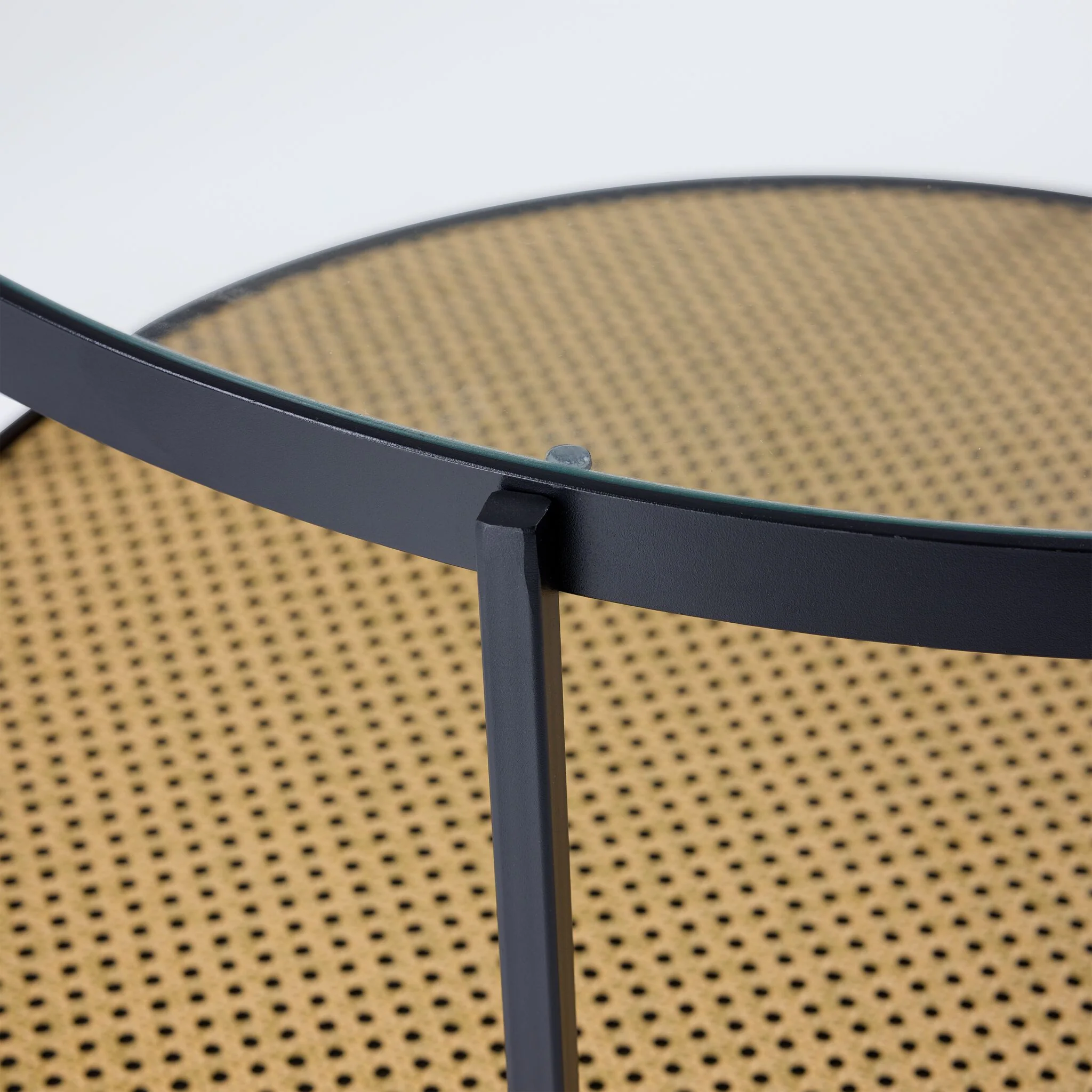 Neely Coffee Table - Black and Woven Rattan - Image 2