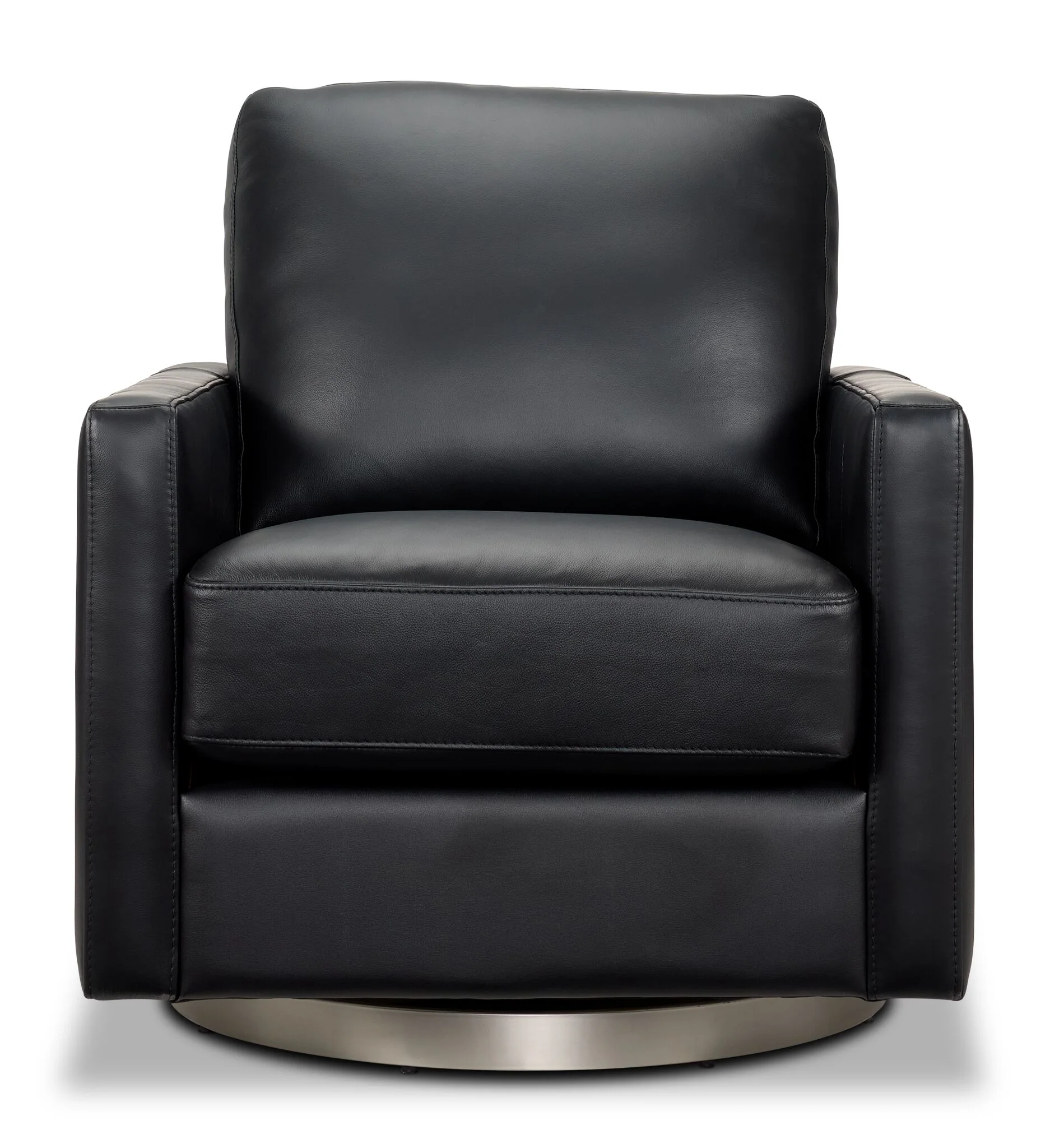 Nevada Leather Swivel Chair - Black - Image 2