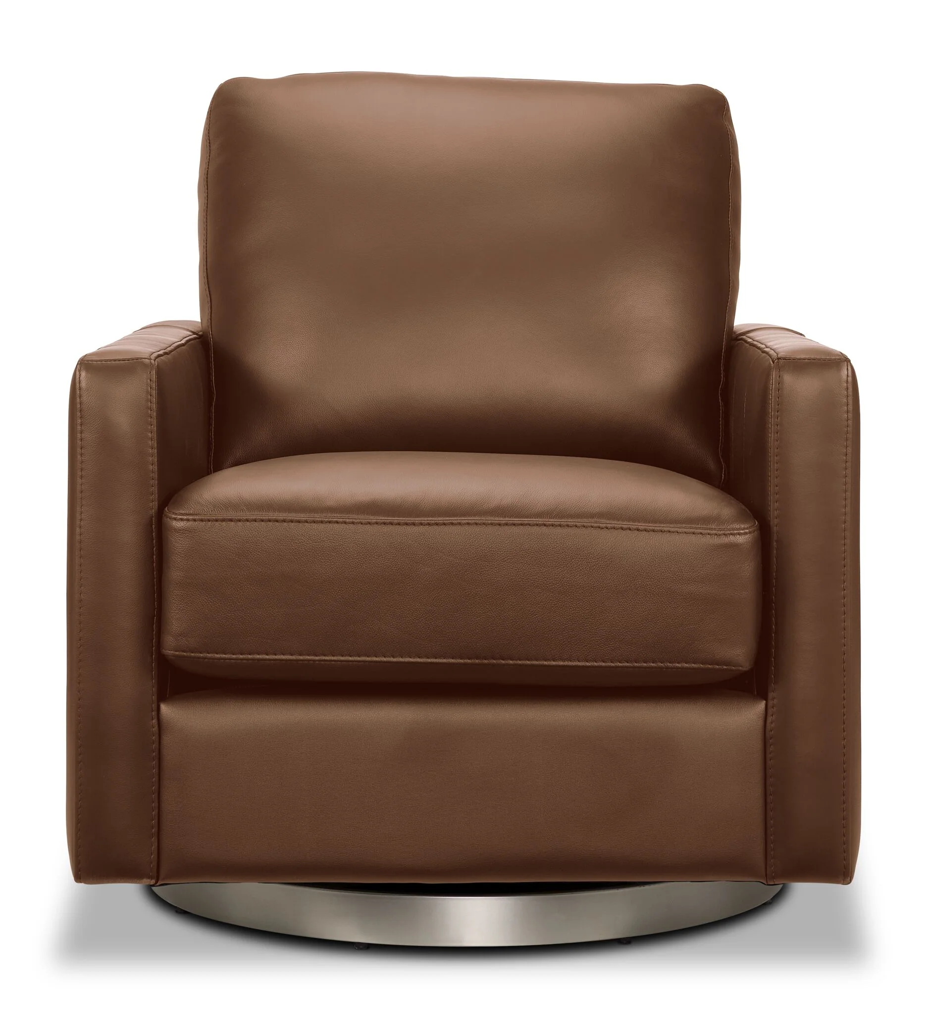 Nevada Leather Swivel Chair - Brown - Image 2
