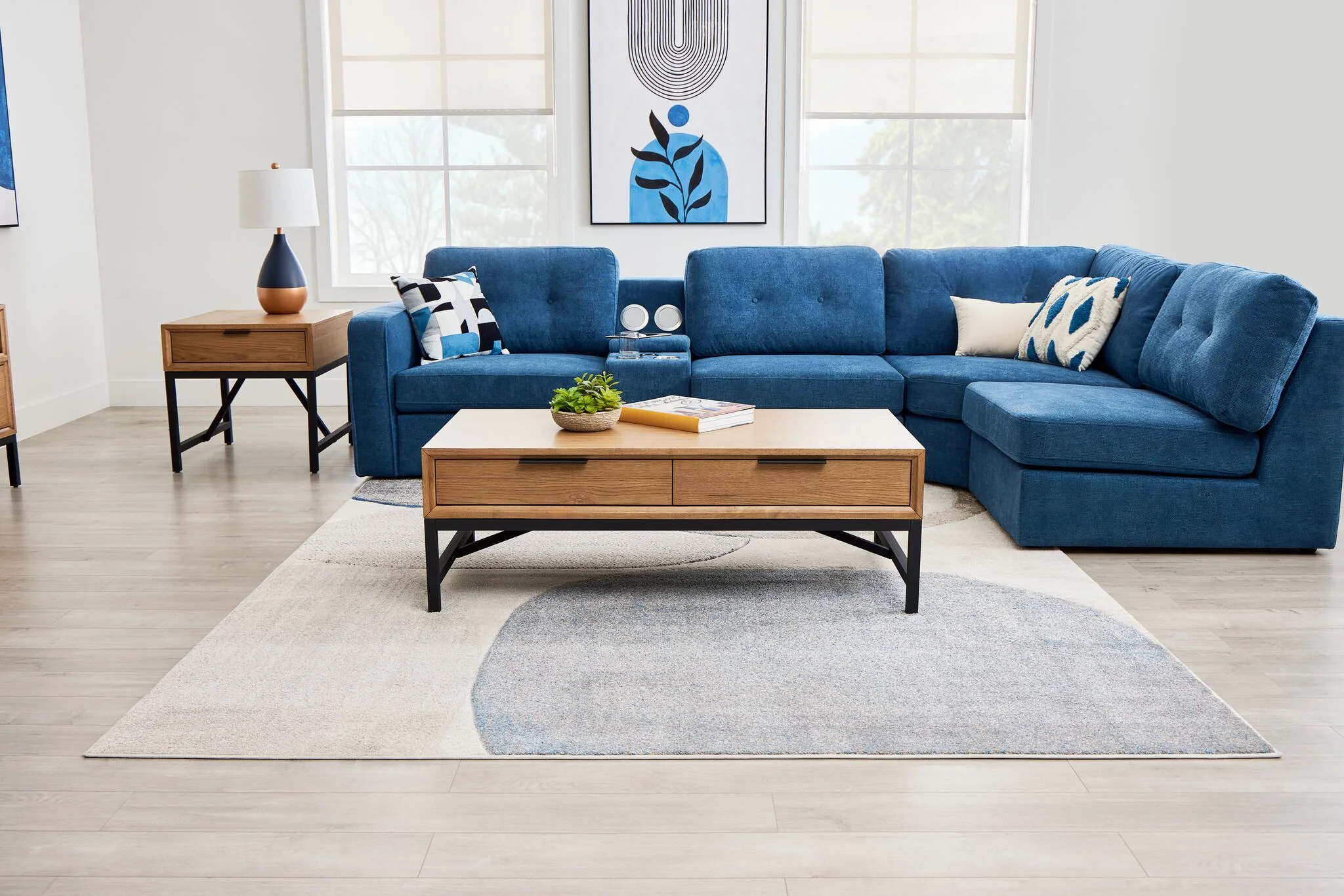 Feeling Connected - Newport 52" Coffee Table - Oak and Black - Image 2