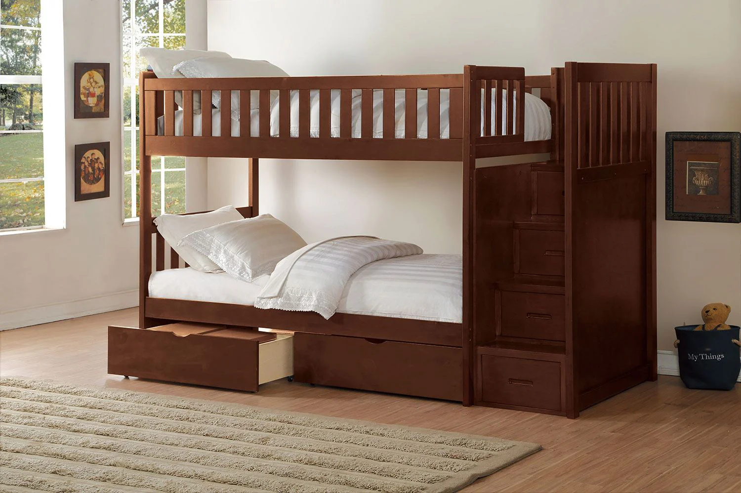 Noelle Bunk Bed Pair of Storage Drawers - Dark Cherry - Image 3