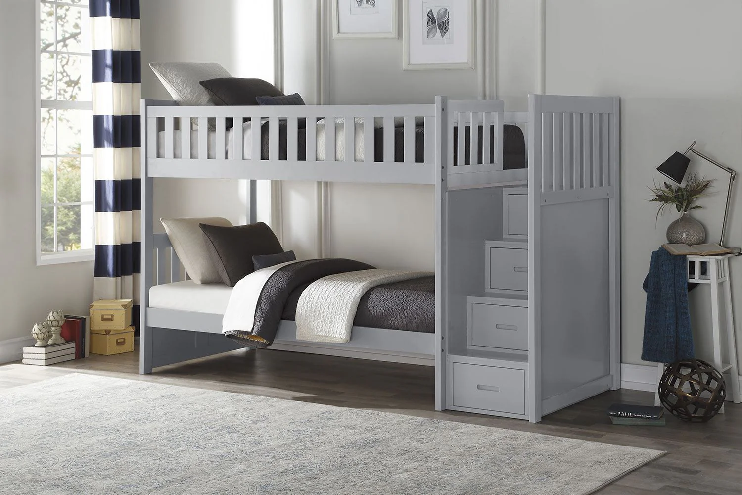 Noelle Twin Step Bunk Bed - Grey - Image 2