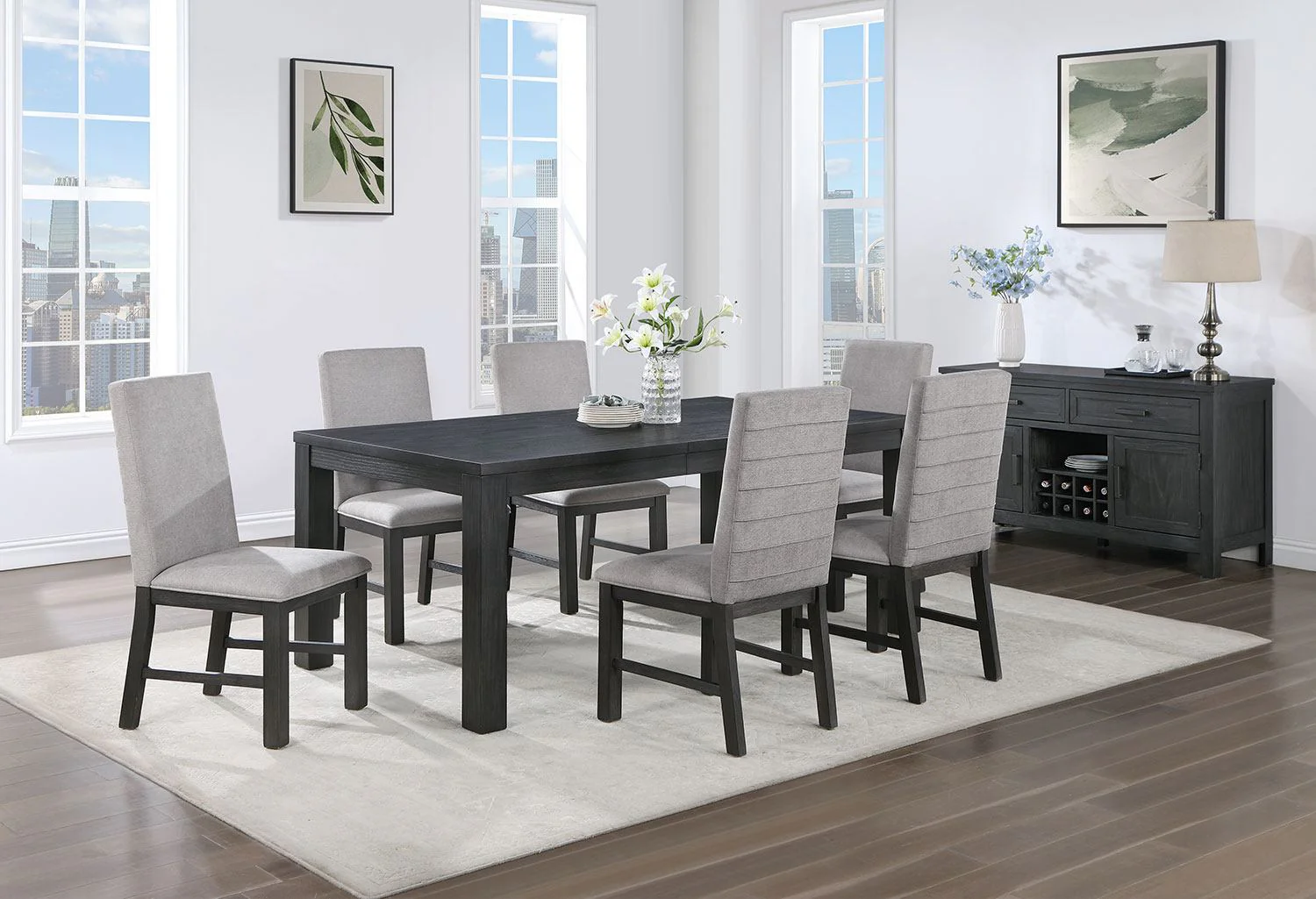 Nola Extendable Dining Table - Dark Grey - Image 2