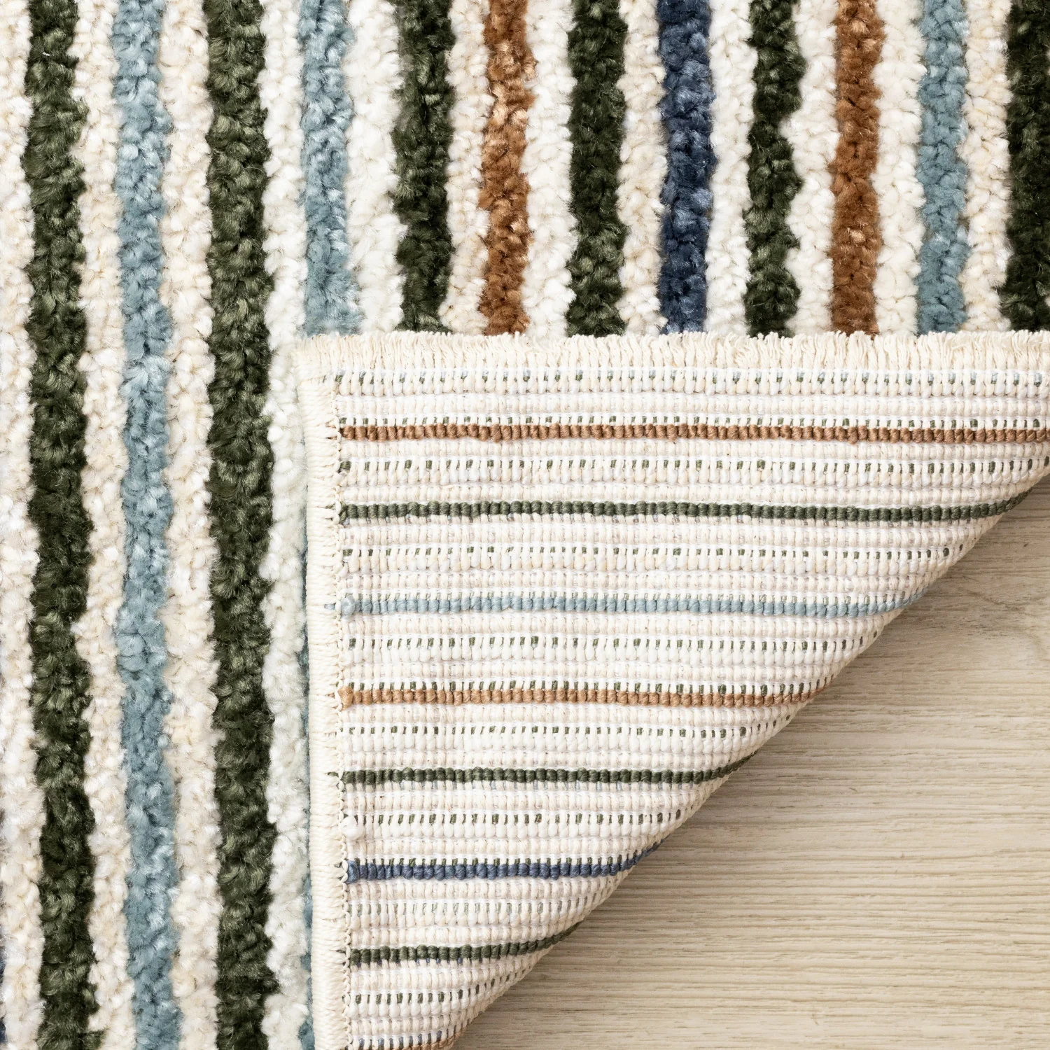 Nora Casual Contemporary Striped Area Rug - 5' X 8' - Cream/Blue/Yellow - Image 11