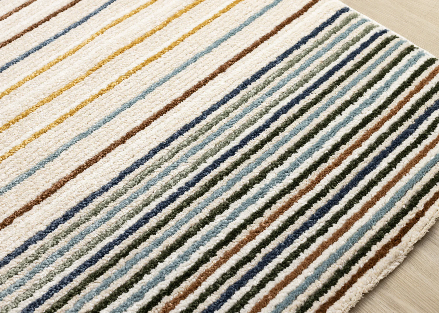 Nora Casual Contemporary Striped Area Rug - 5' X 8' - Cream/Blue/Yellow - Image 4