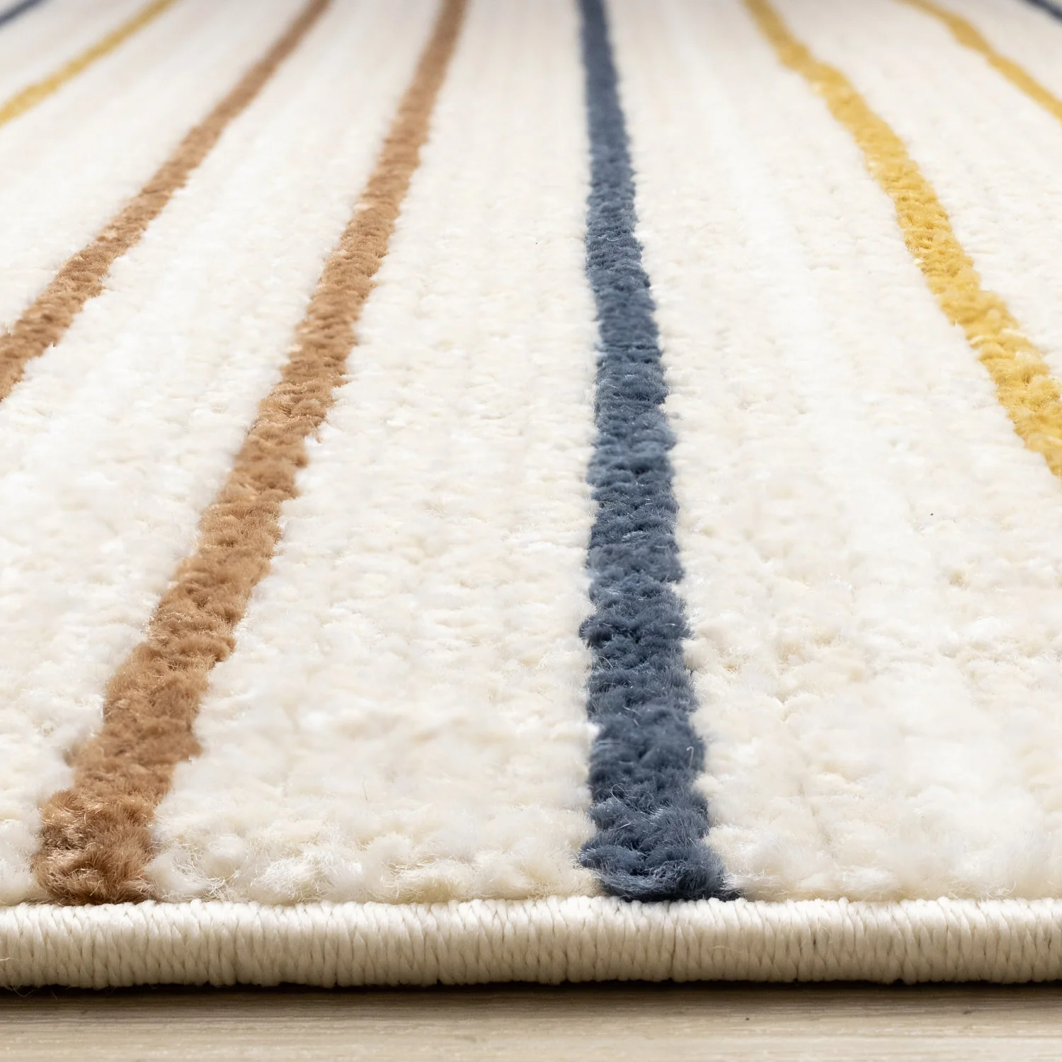 Nora Casual Contemporary Striped Area Rug - 5' X 8' - Cream/Blue/Yellow - Image 5