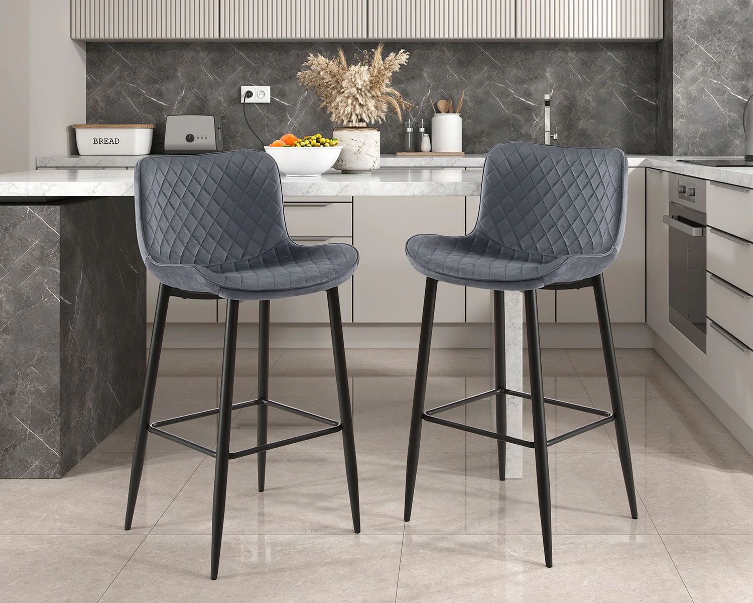 Nya Bar Stool - Grey - Set of Two - Image 2