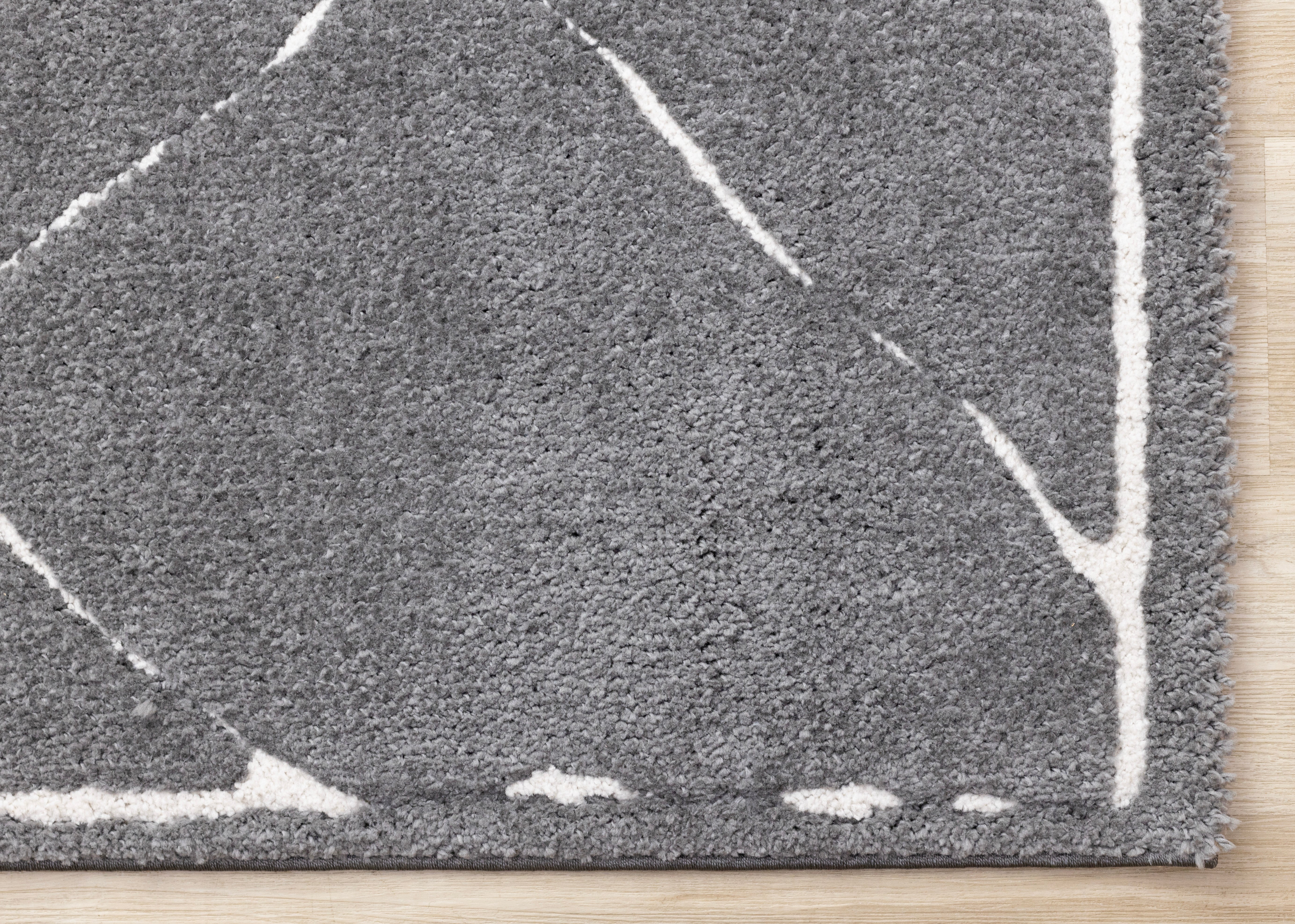 Obsidian 6'7" x 9'6" Broken Lattice Area Rug - Grey, White - Image 4